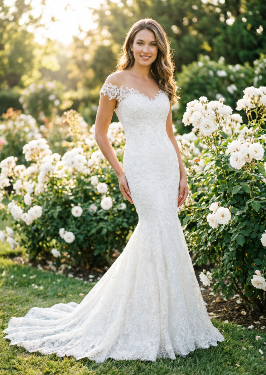 mermaid wedding dress body type Casablanca Bridal 4546 Sylvie Mermaid Sweetheart Neckline Tulle Floral Lace Train Wedding Gown 28 / INI