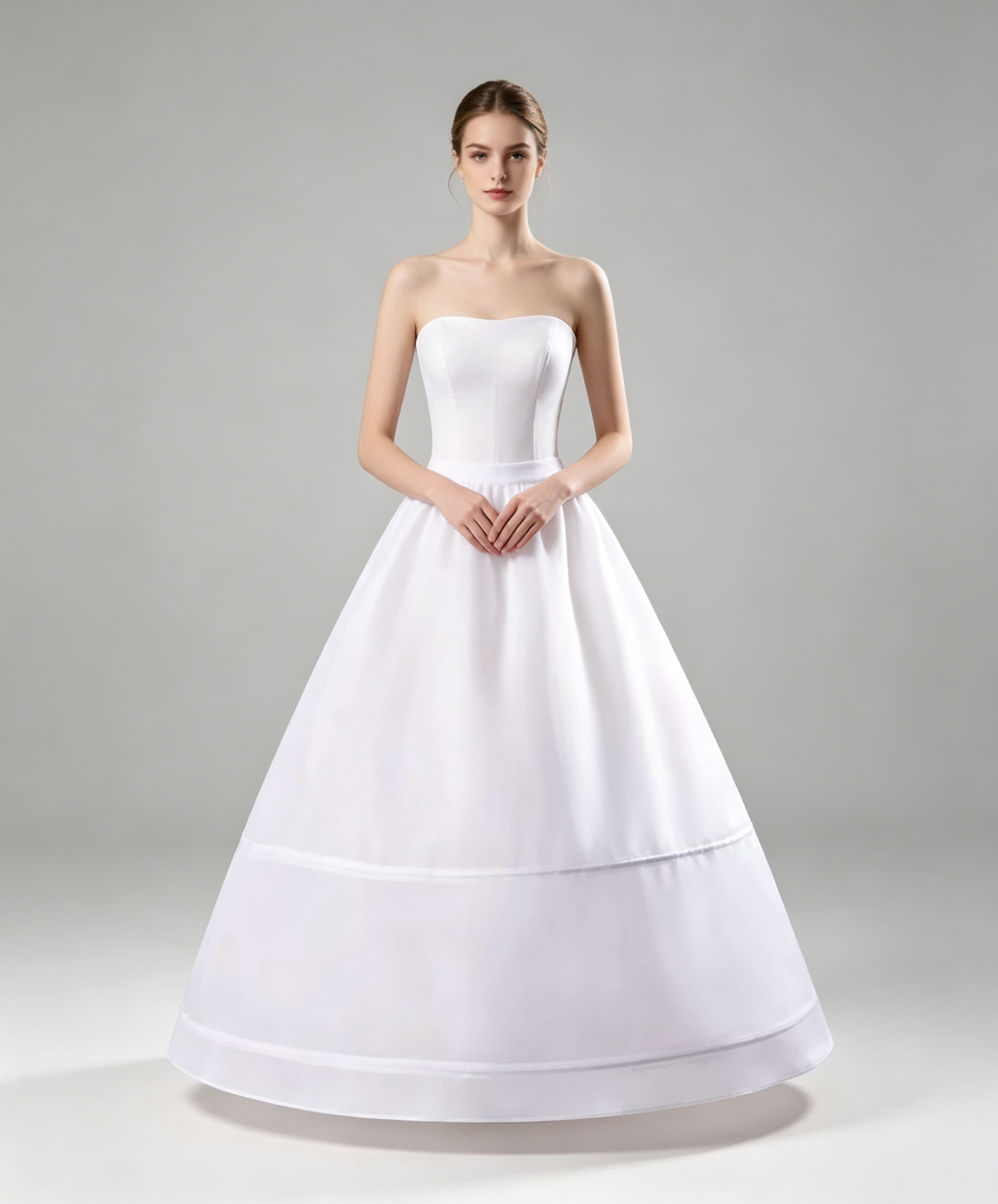 2-Hoop A-Line Bridal Petticoat Crinoline – White Midi-Length Underskirt for Wedding Dress & Formal Gown