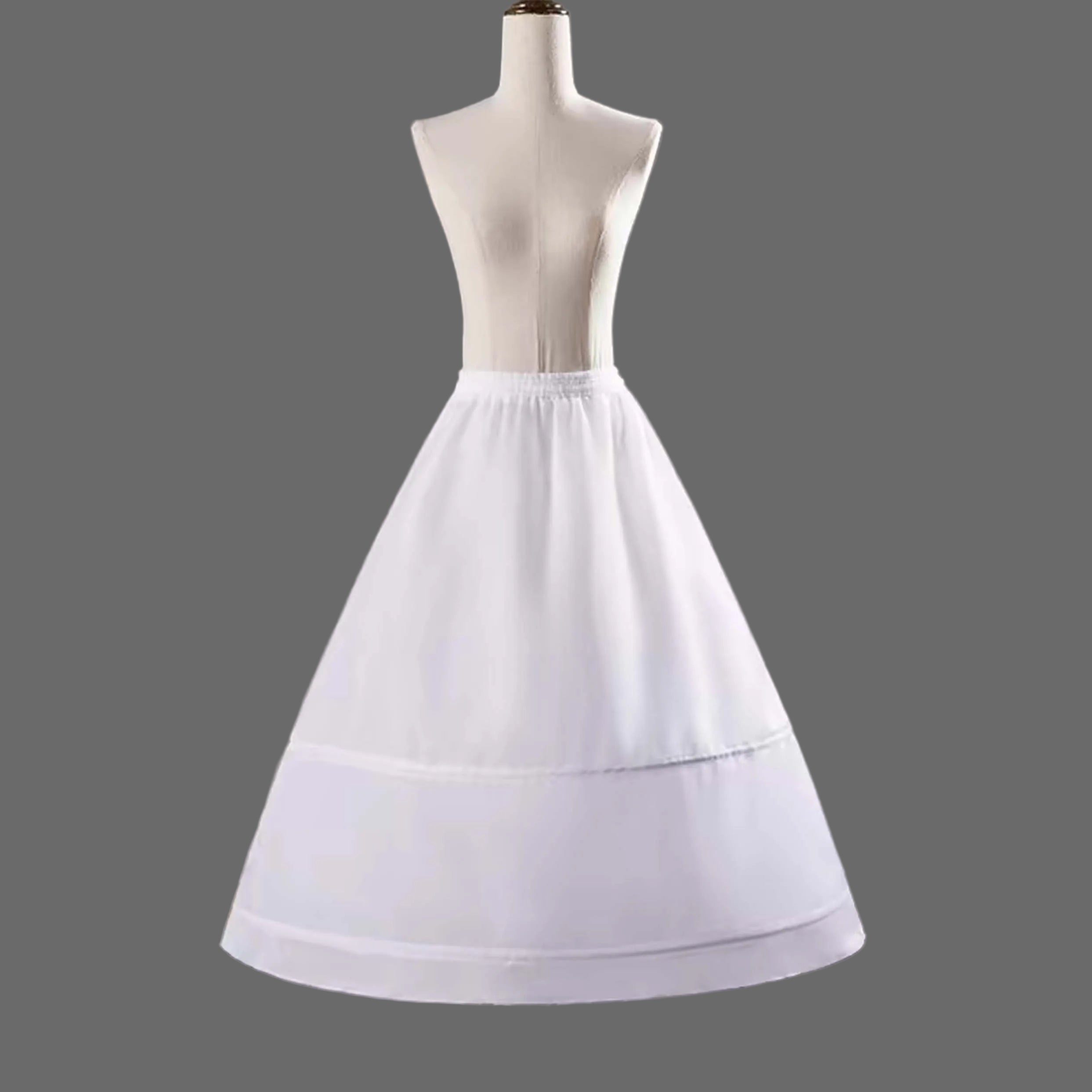 2-Hoop A-Line Bridal Petticoat Crinoline – White Midi-Length Underskirt for Wedding Dress & Formal Gown