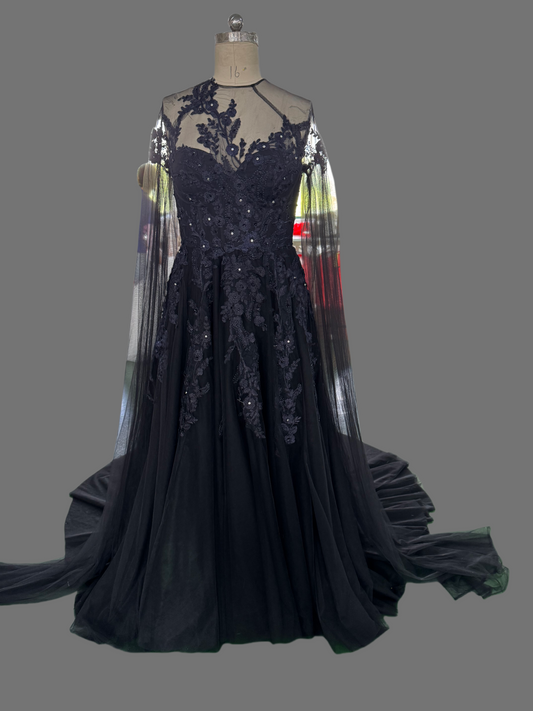 2025 New Long Sheer Tulle Sleeves Wedding Dress | Elegant Lace Bridal Gown