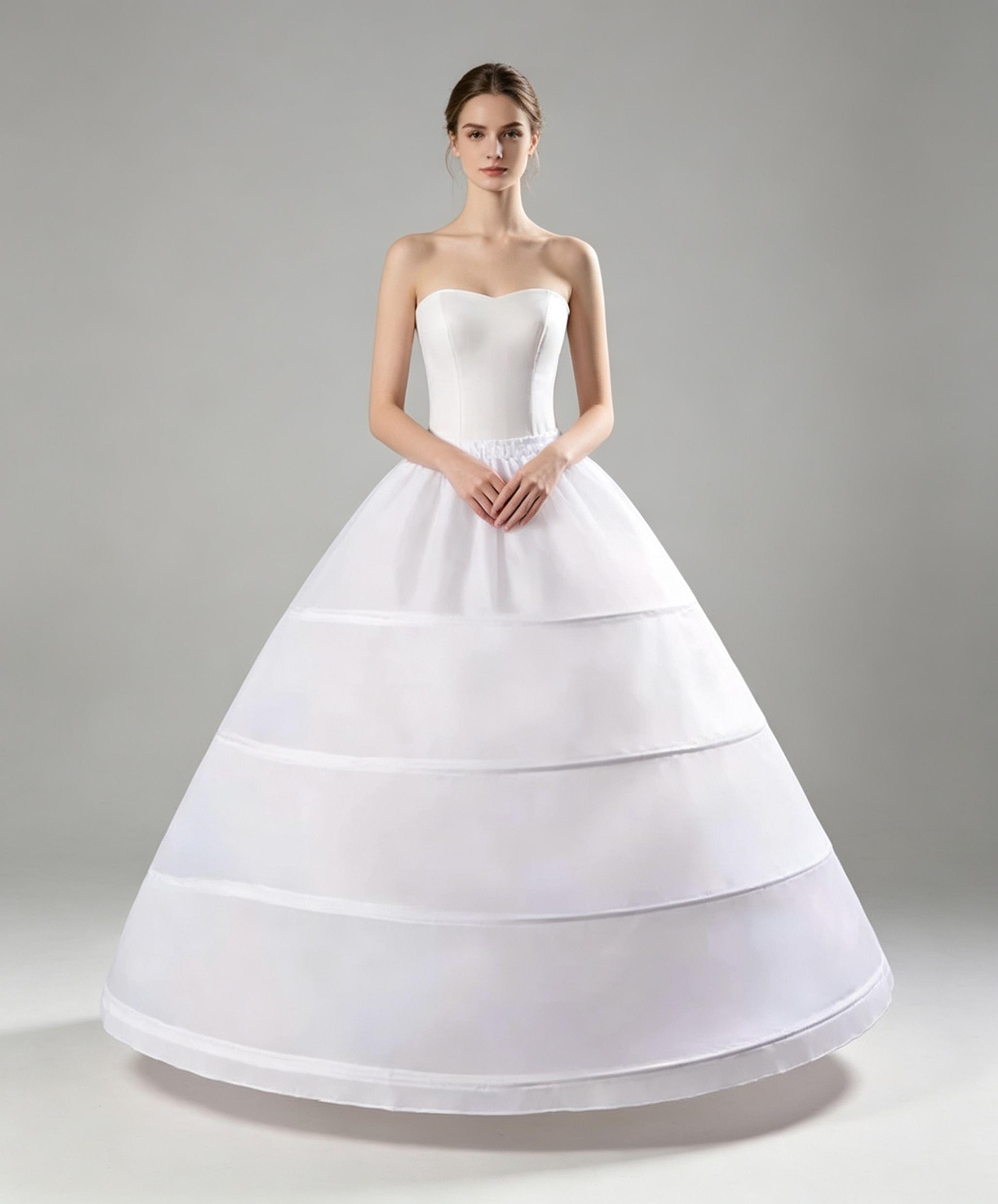 4-Hoop A-Line Bridal Petticoat Crinoline – White Full-Length Wide Underskirt for Wedding Dress, Ball Gown & Quinceanera