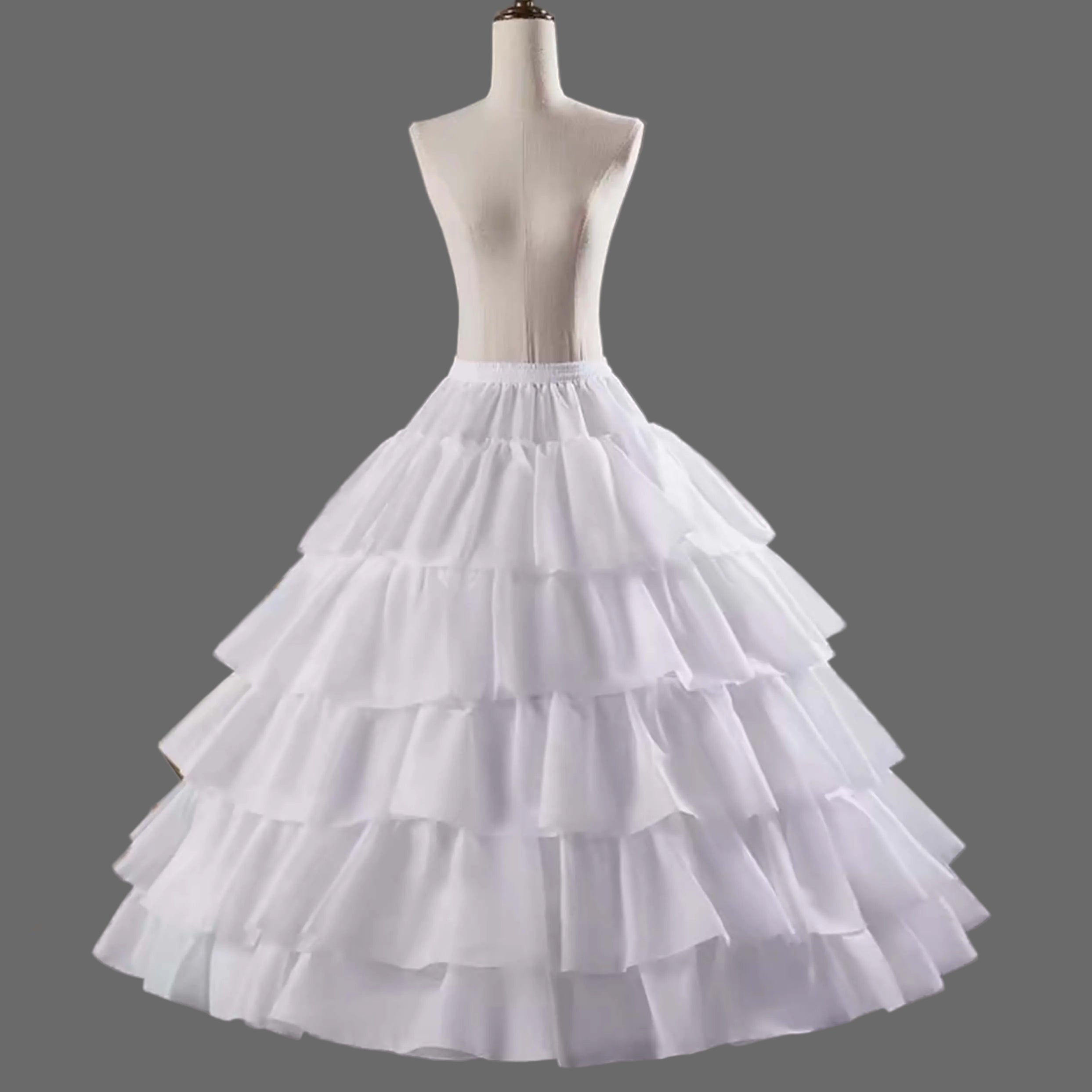 5-Layer Ruffle Ball Gown Petticoat Crinoline – White Bridal Underskirt for Wedding, Quinceanera & Prom Dress