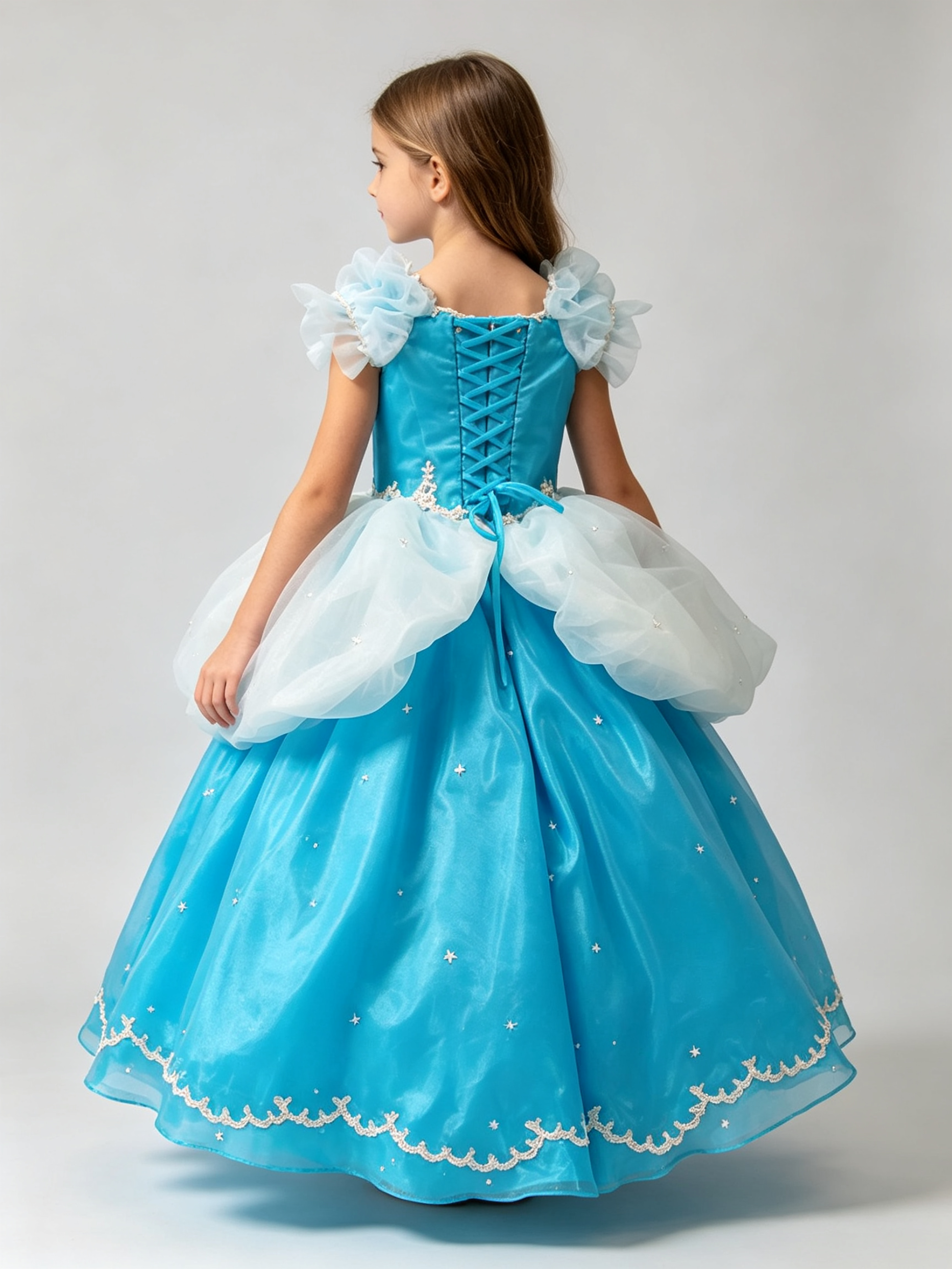 Girls Cinderella Princess Ball Gown – Blue Tulle Flower Girl Dress for Wedding & Quinceañera