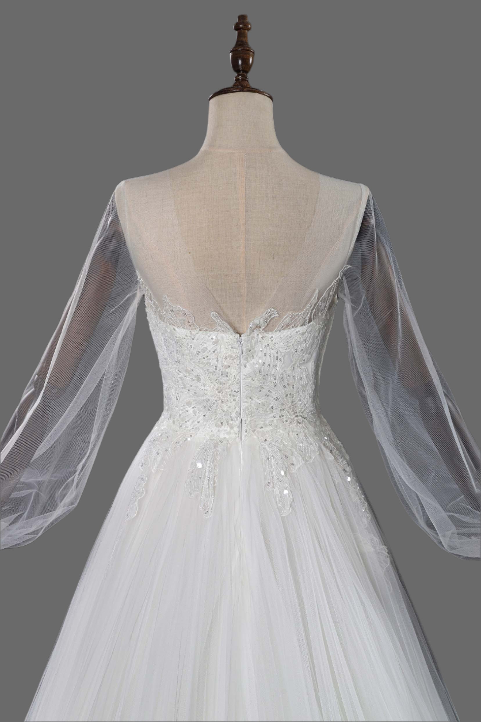 A-Line Court Train Tulle Wedding Dress
