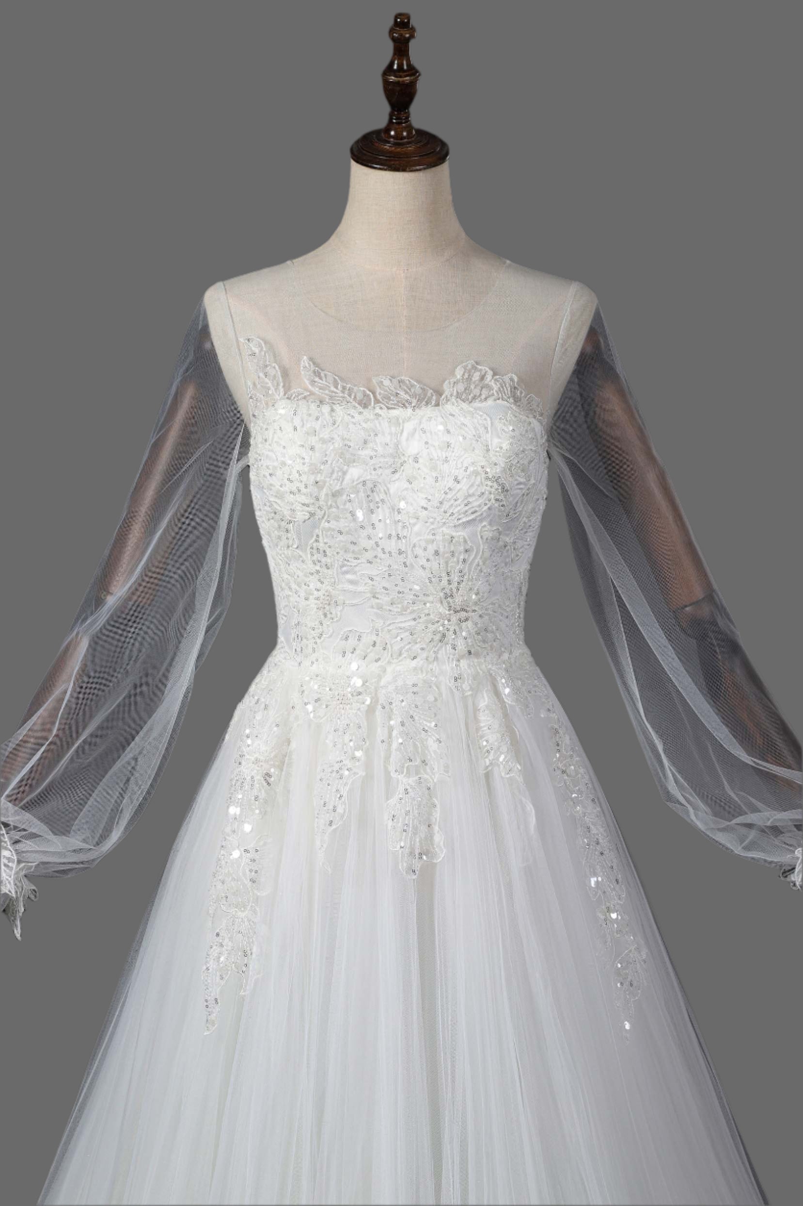 A-Line Court Train Tulle Wedding Dress