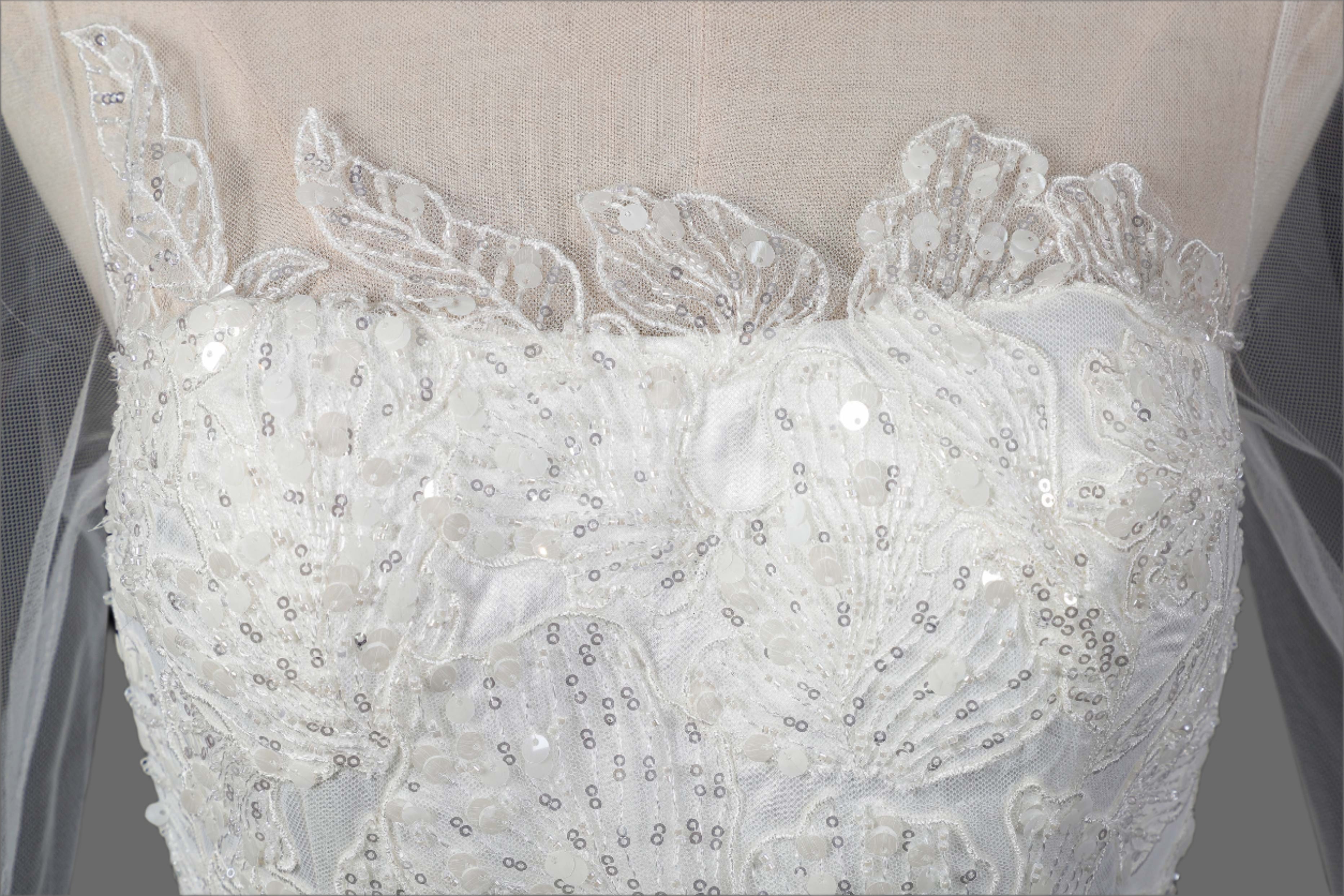 A-Line Court Train Tulle Wedding Dress