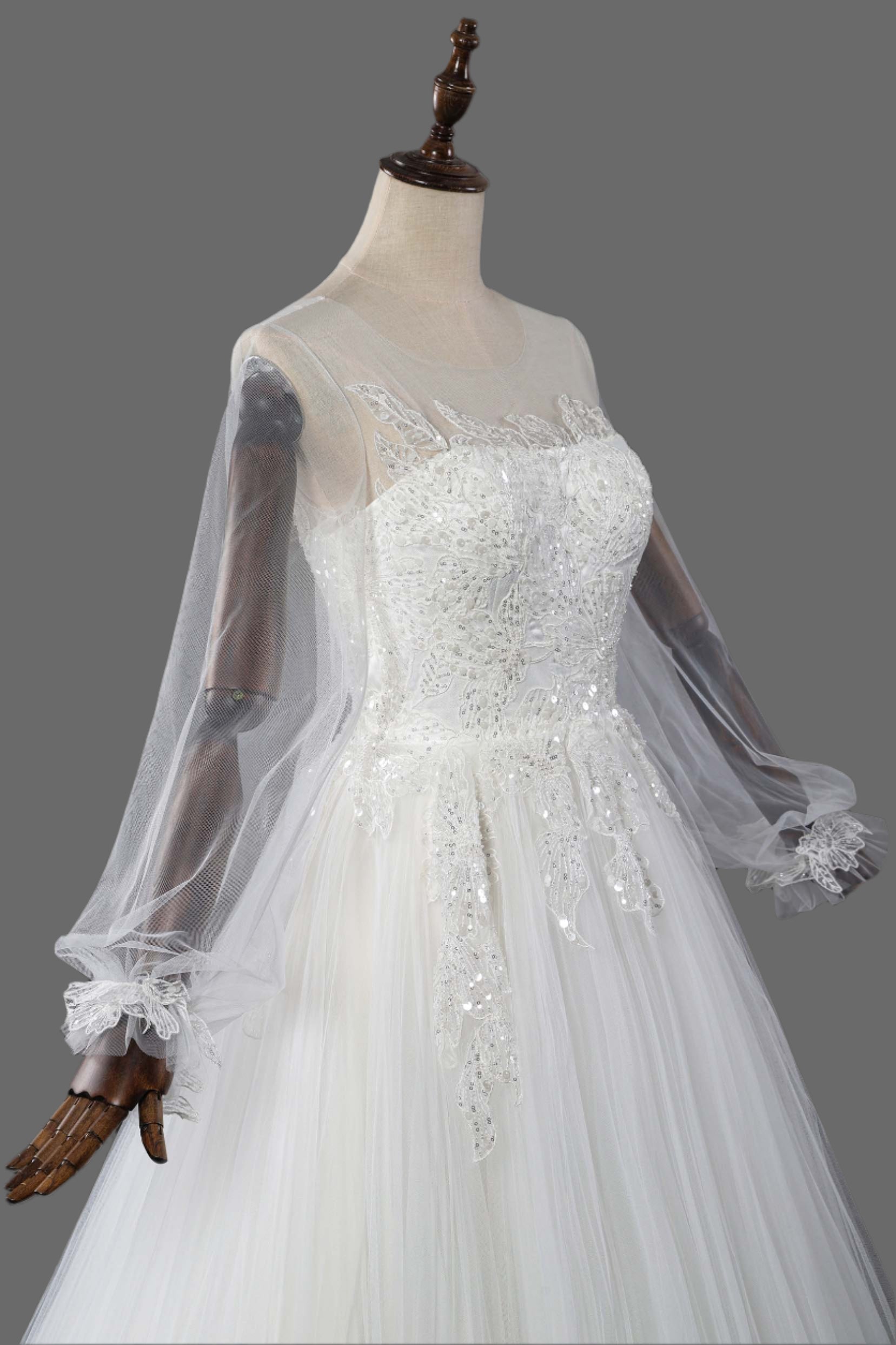A-Line Court Train Tulle Wedding Dress