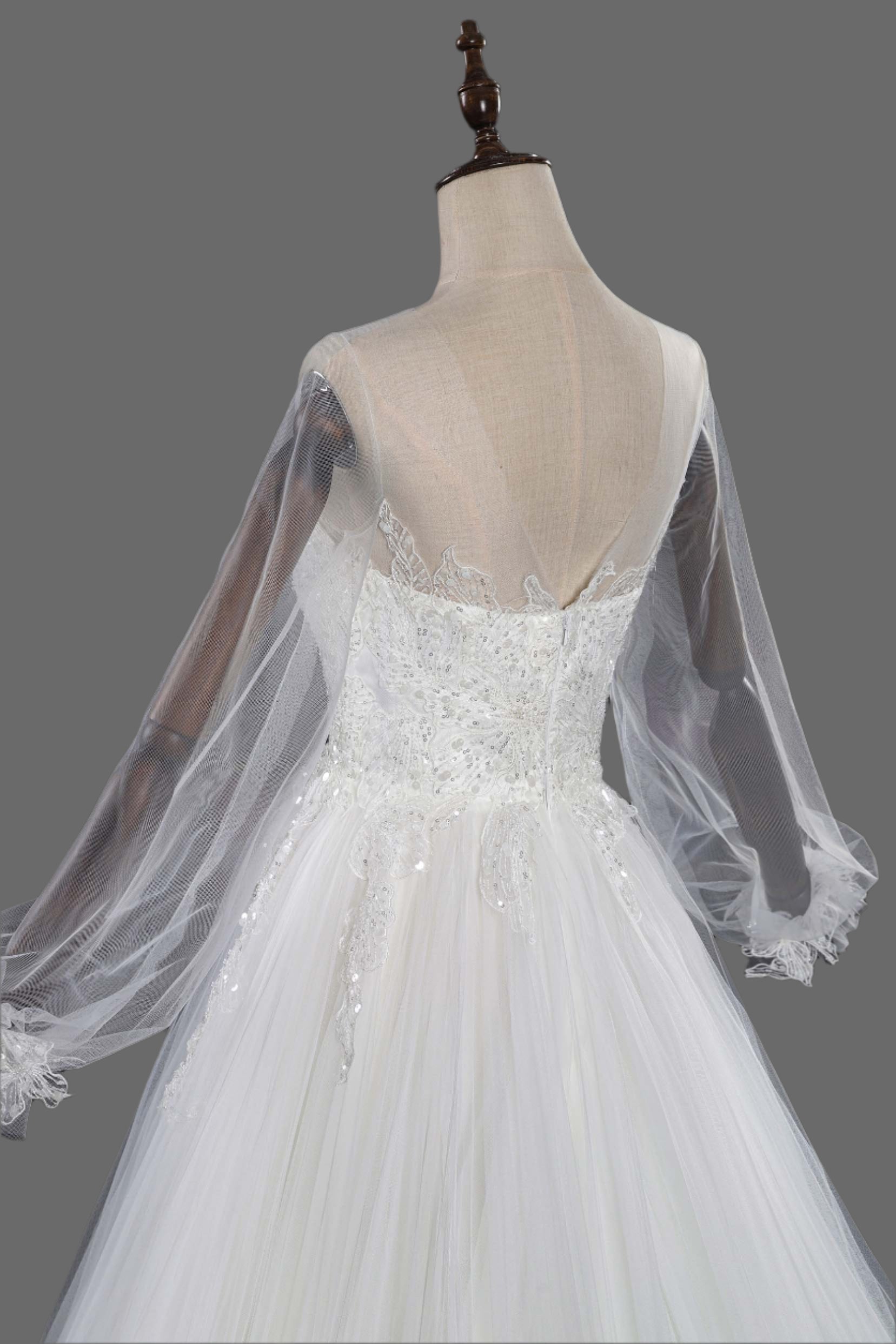 A-Line Court Train Tulle Wedding Dress