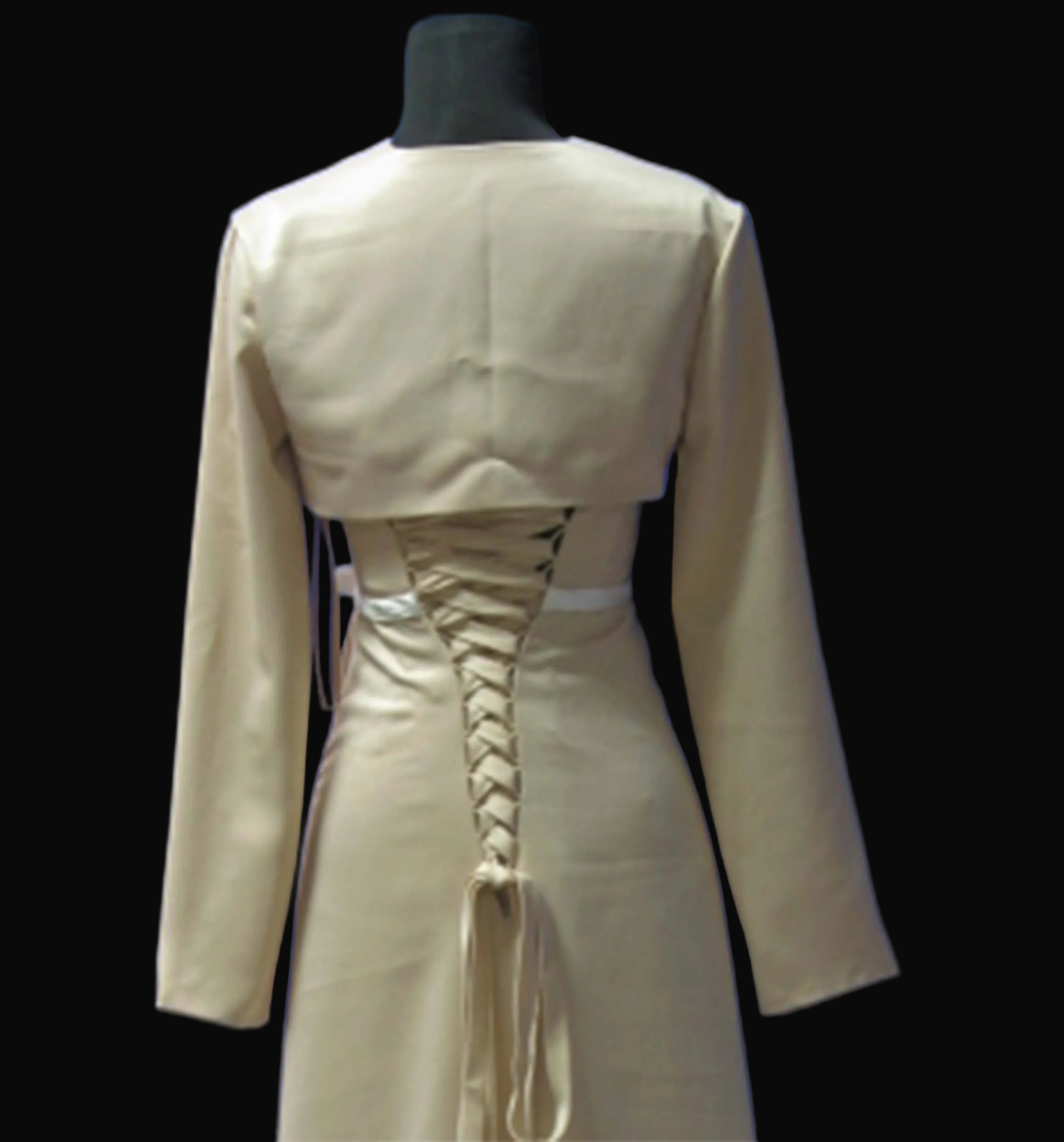 Beige Satin Bolero Jacket & Sheath Dress Set