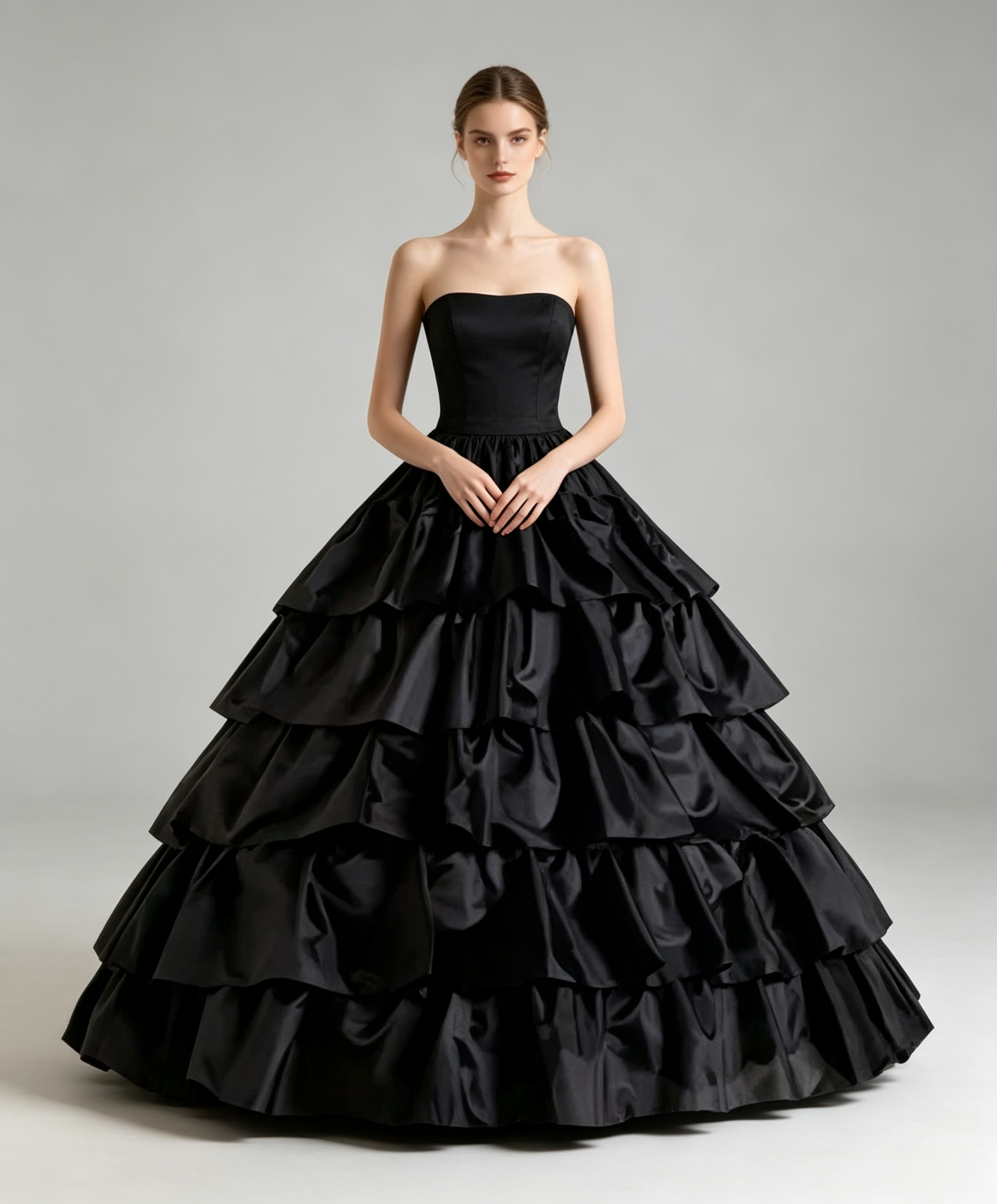 Black 4-Hoop 5-Layer Ruffle Ball Gown Petticoat Crinoline – Extra Puffy Underskirt for Lolita, Gothic Wedding & Quinceanera