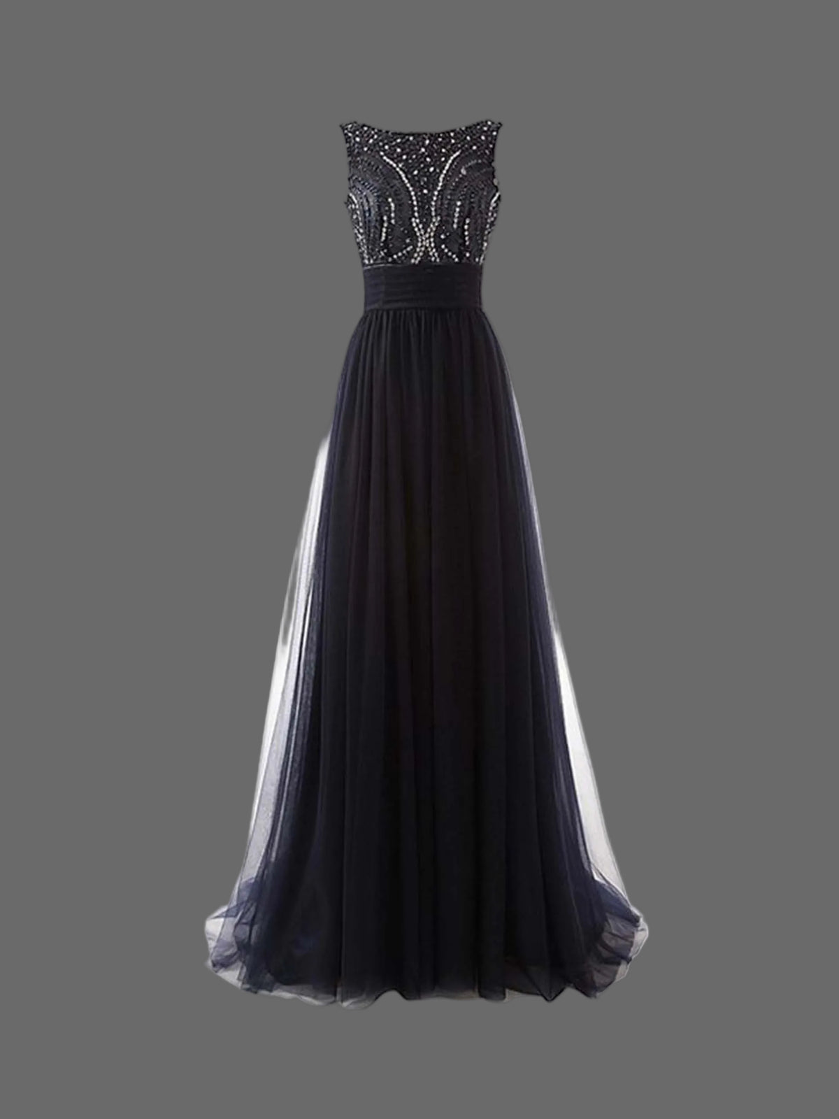 Black Beaded Prom Dress
