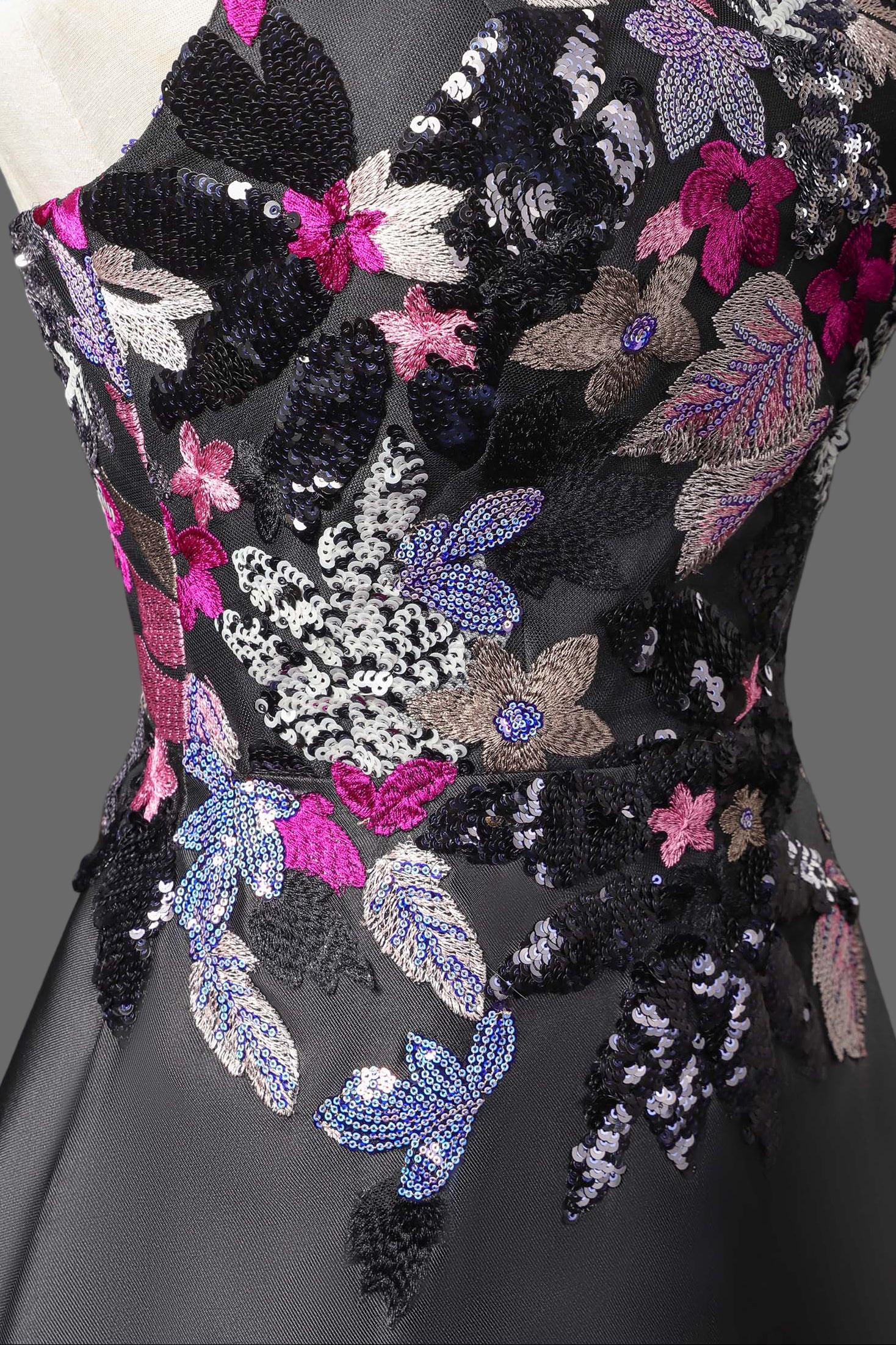 Black Floral Embroidered Cocktail Dress - Strapless A-Line Mini Party Dress