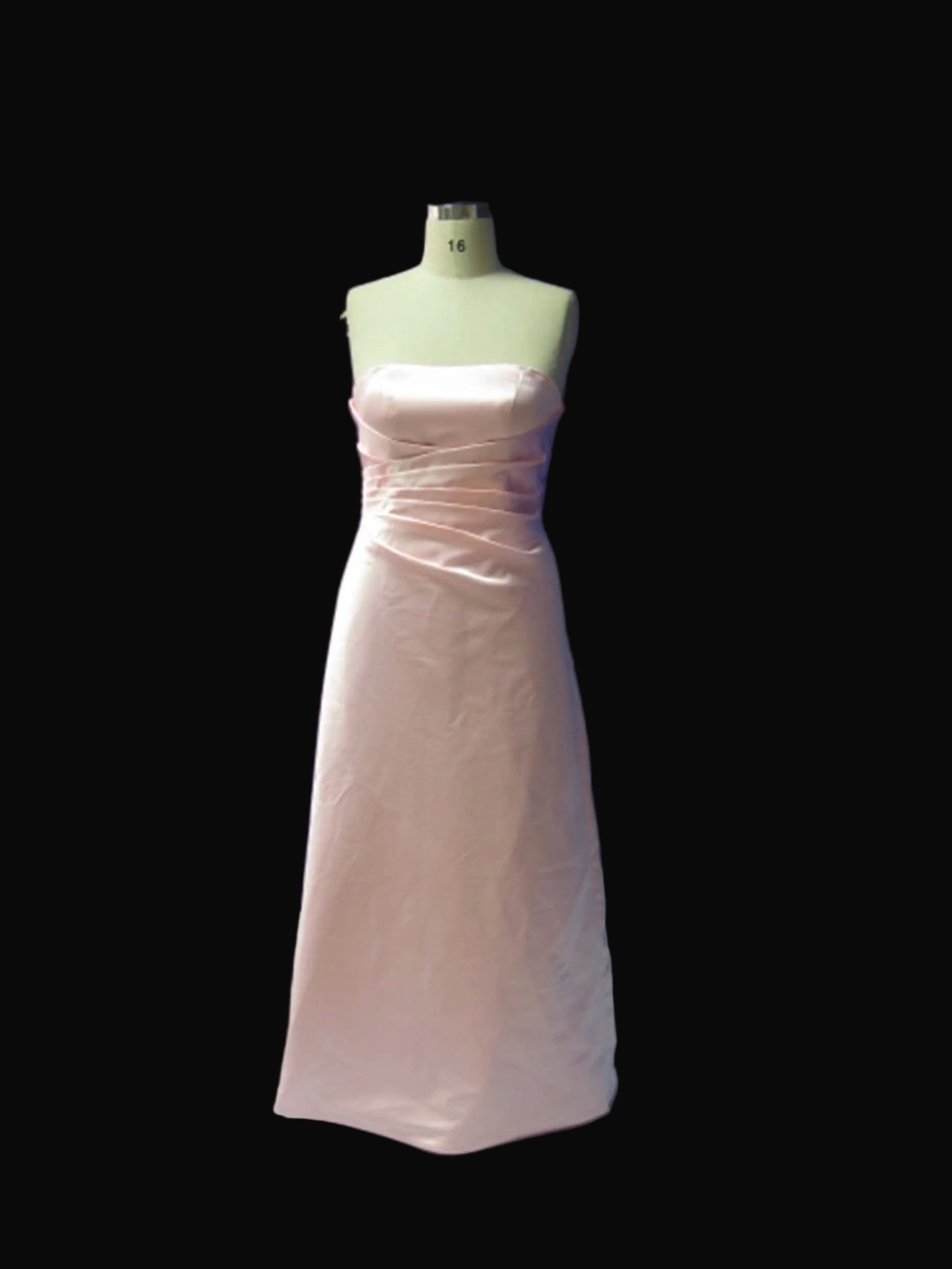Blush Pink Strapless Satin Bridesmaid Dress – A-Line Ruched Waist Gown