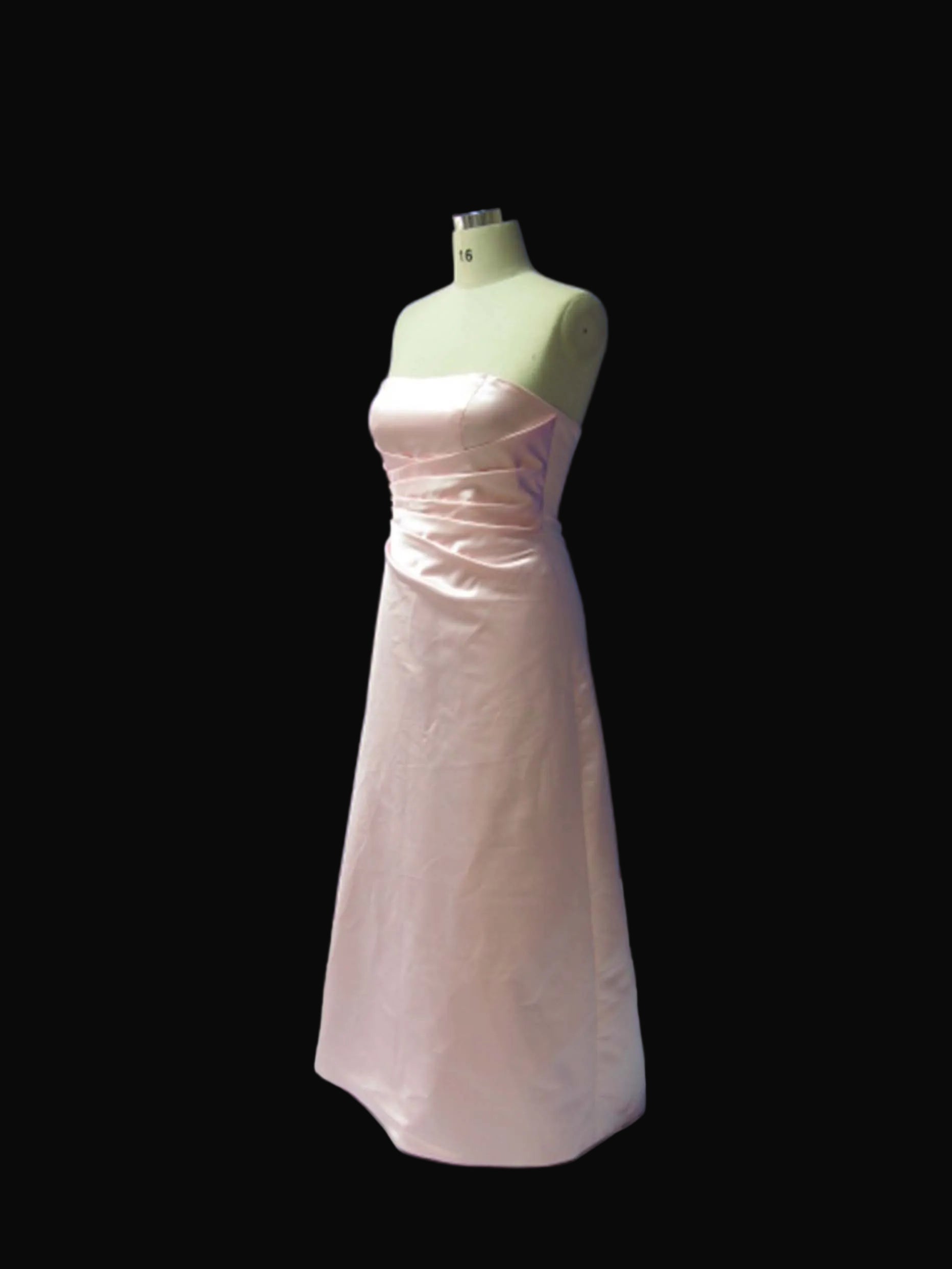 Blush Pink Strapless Satin Bridesmaid Dress – A-Line Ruched Waist Gown
