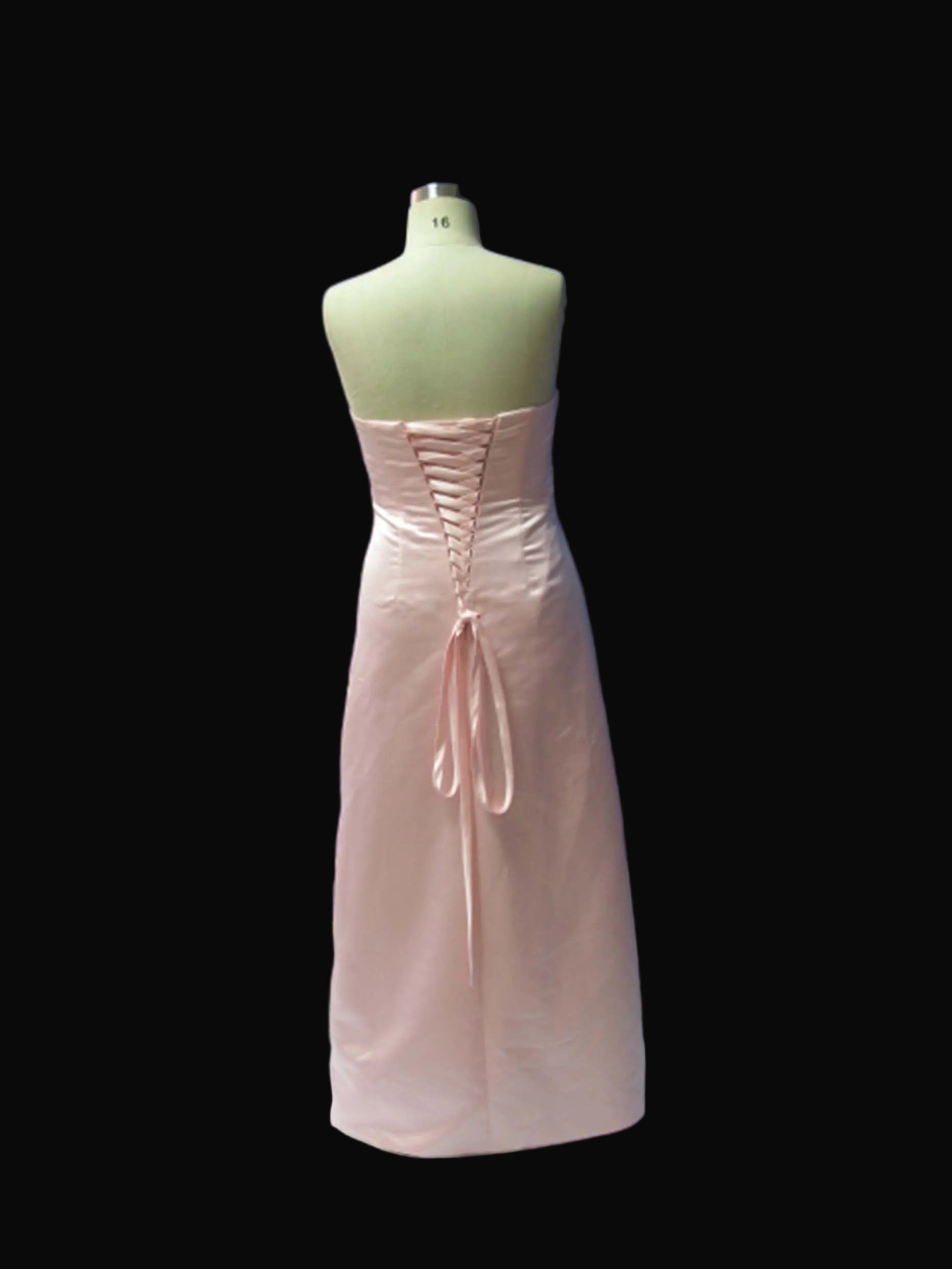 Blush Pink Strapless Satin Bridesmaid Dress – A-Line Ruched Waist Gown