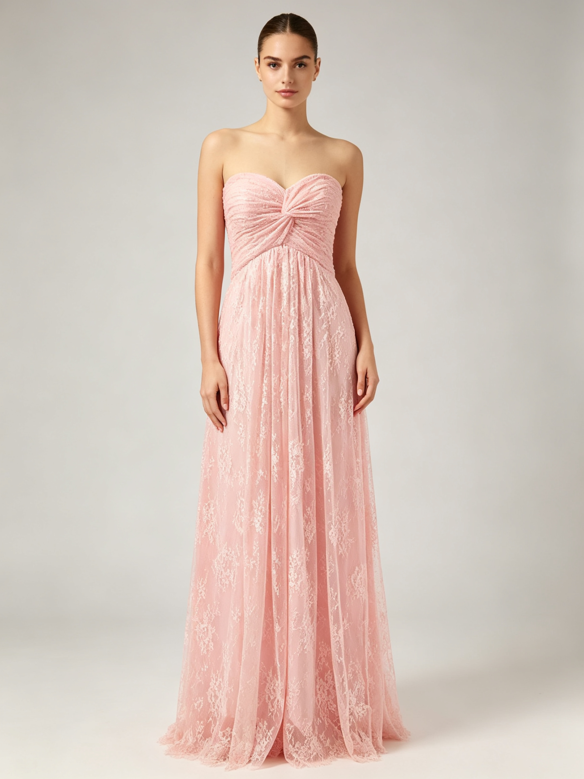 Blush Pink Strapless Prom Dress - Ruched Sweetheart A-Line Gown