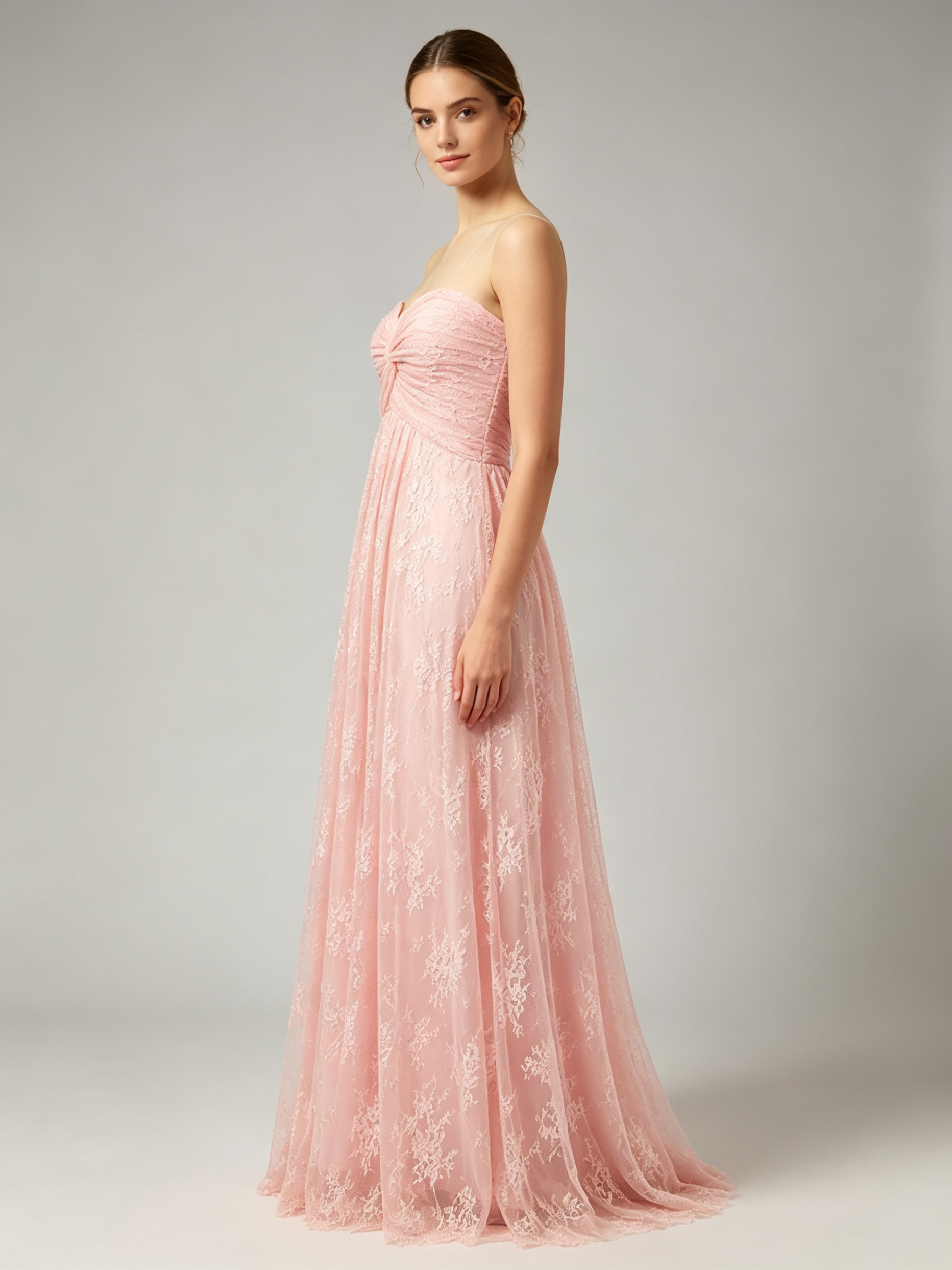 Blush Pink Strapless Prom Dress - Ruched Sweetheart A-Line Gown