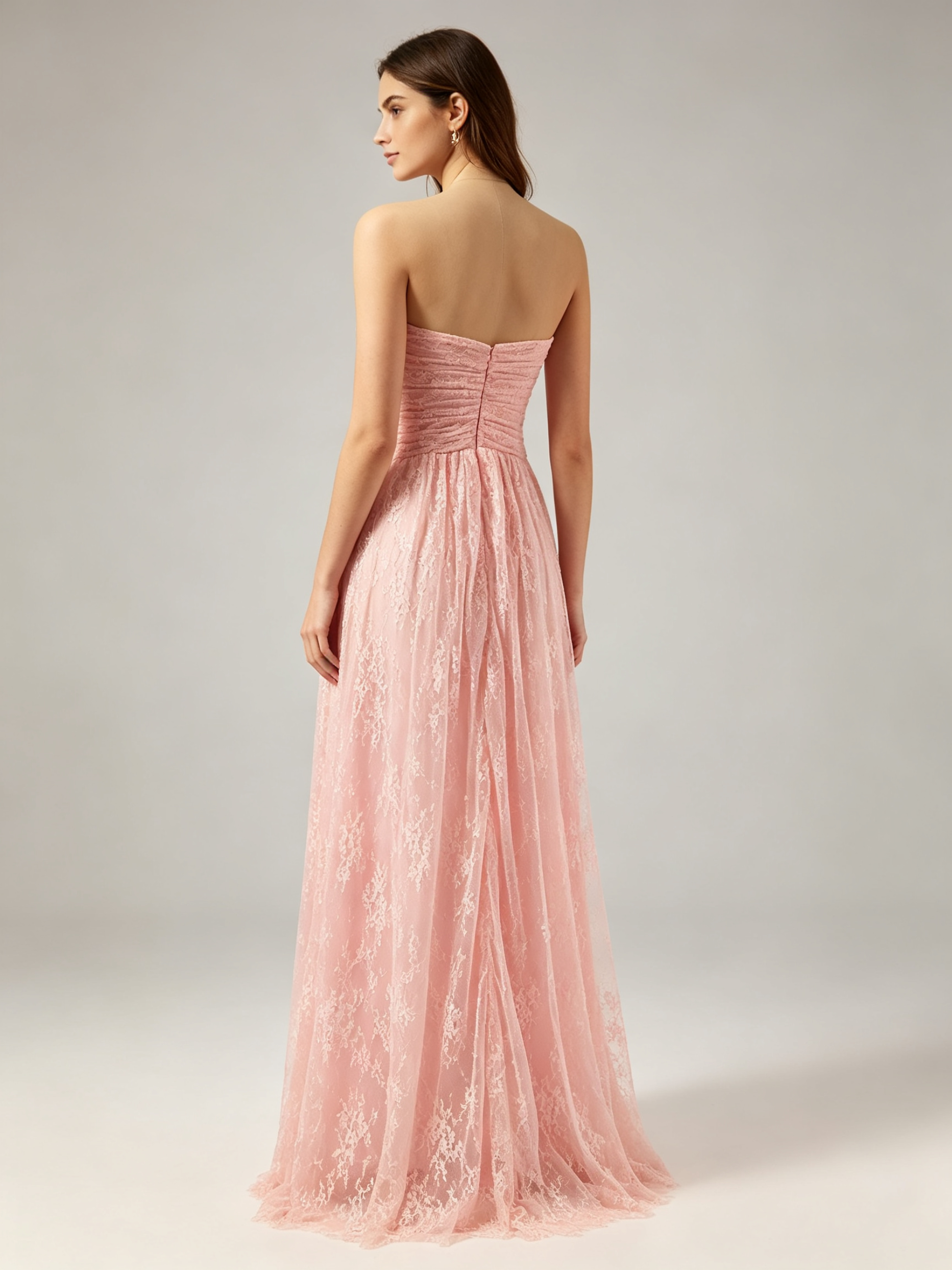 Blush Pink Strapless Prom Dress - Ruched Sweetheart A-Line Gown