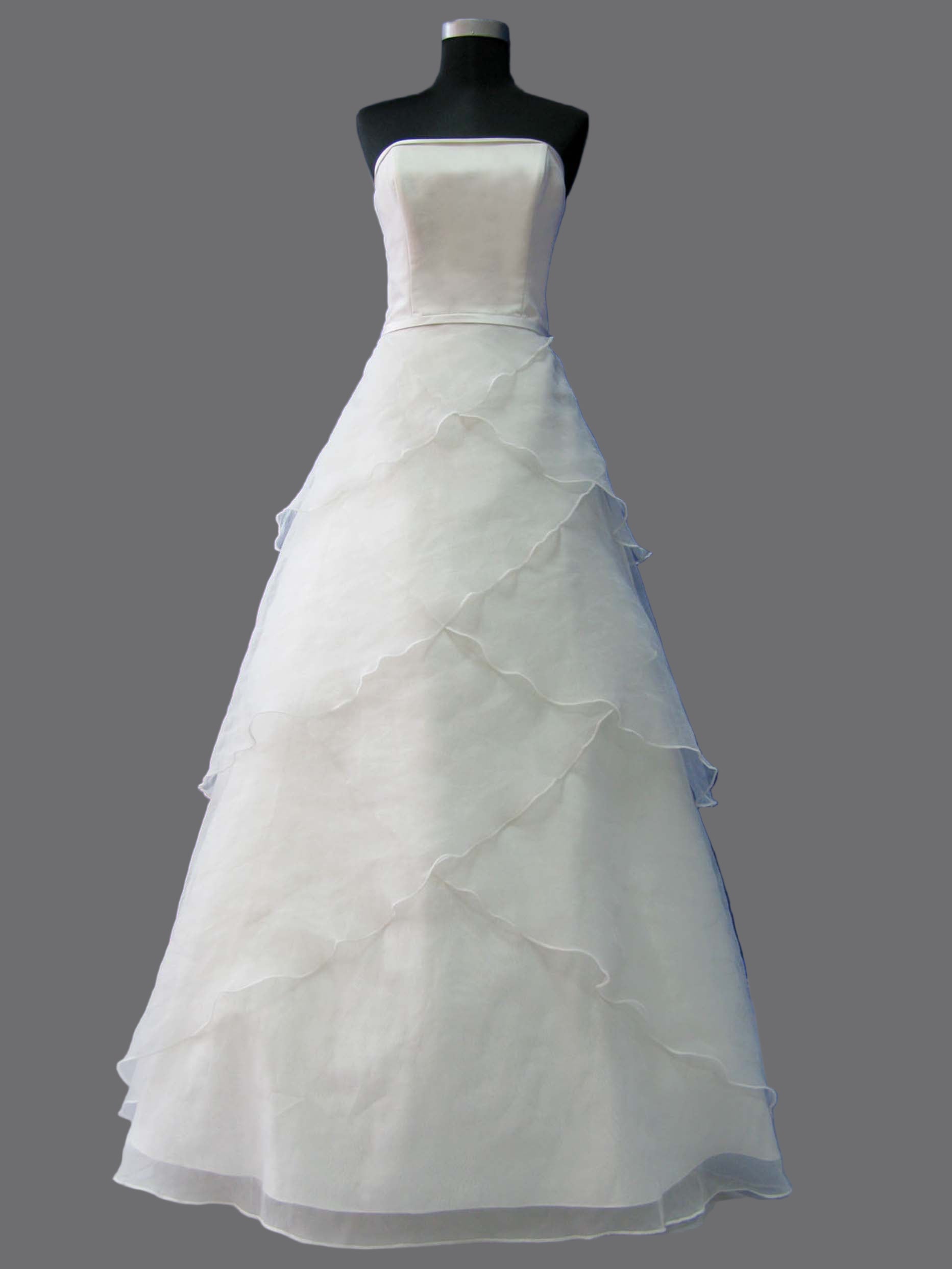 Boat neckline A-line Elegant Satin and Chiffon Wedding Gown