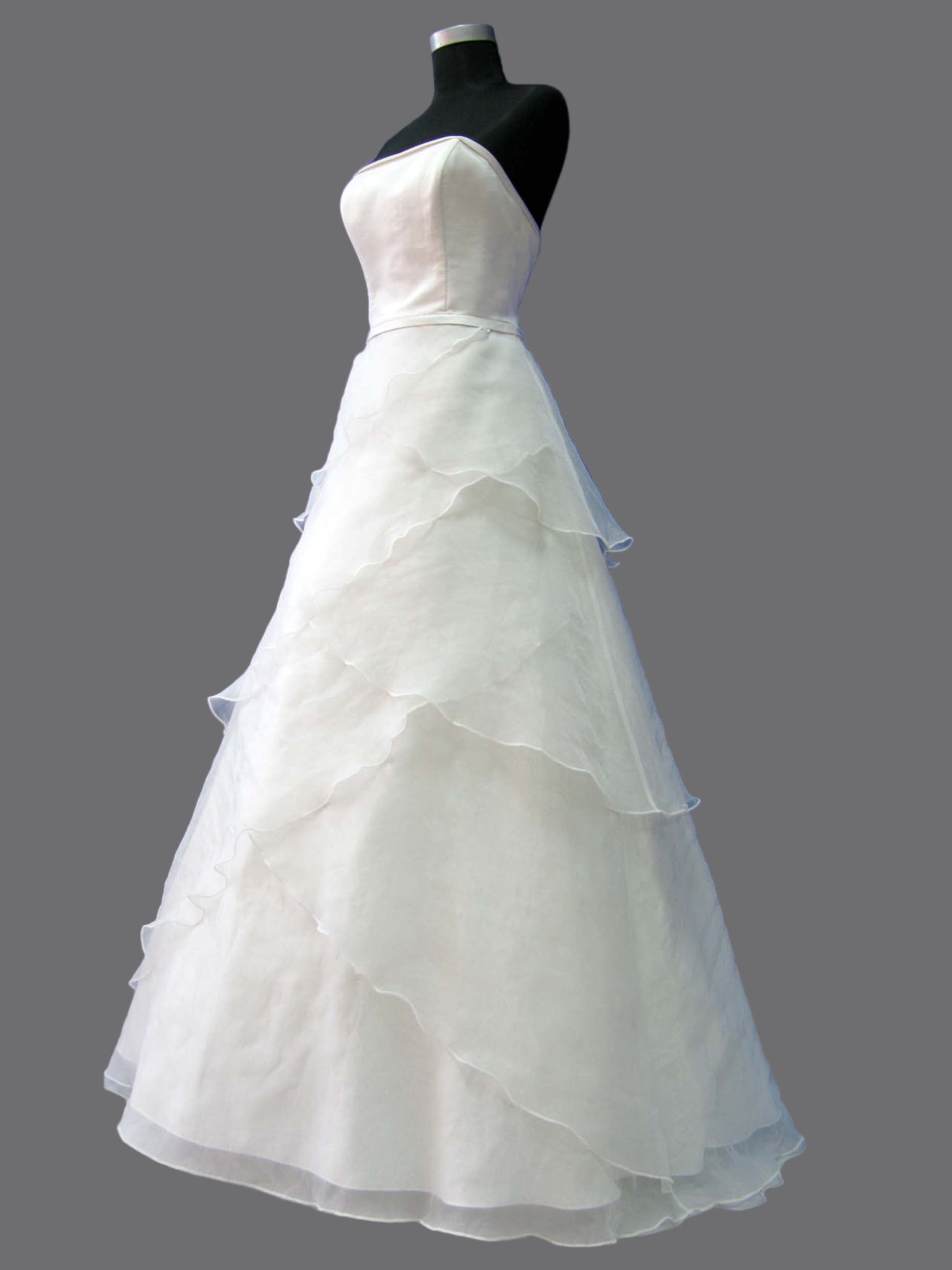 Boat neckline A-line Elegant Satin and Chiffon Wedding Gown