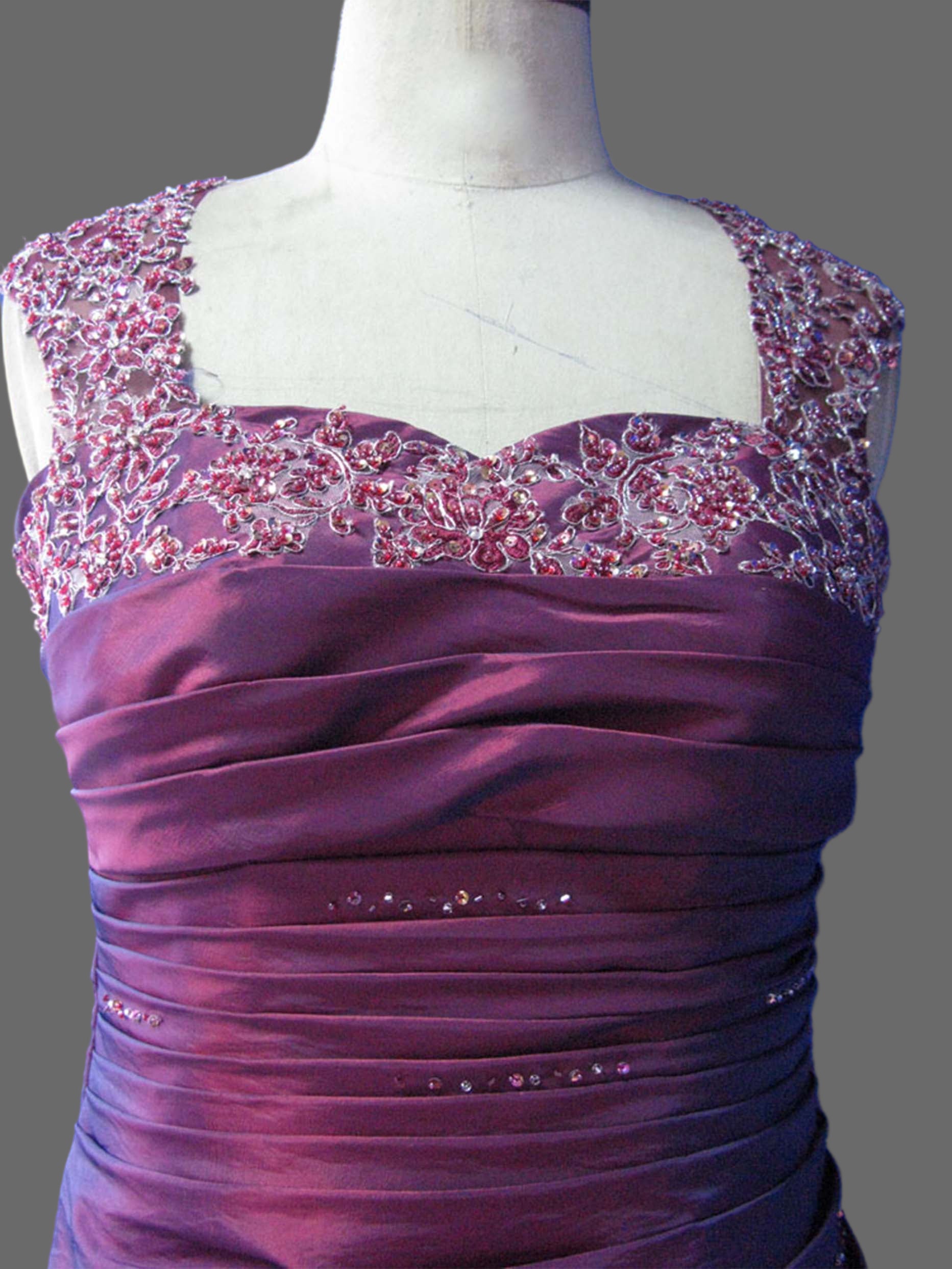 Burgundy Mother of the Bride Dress - Beaded Cap Sleeve Knee Length Formal Gown