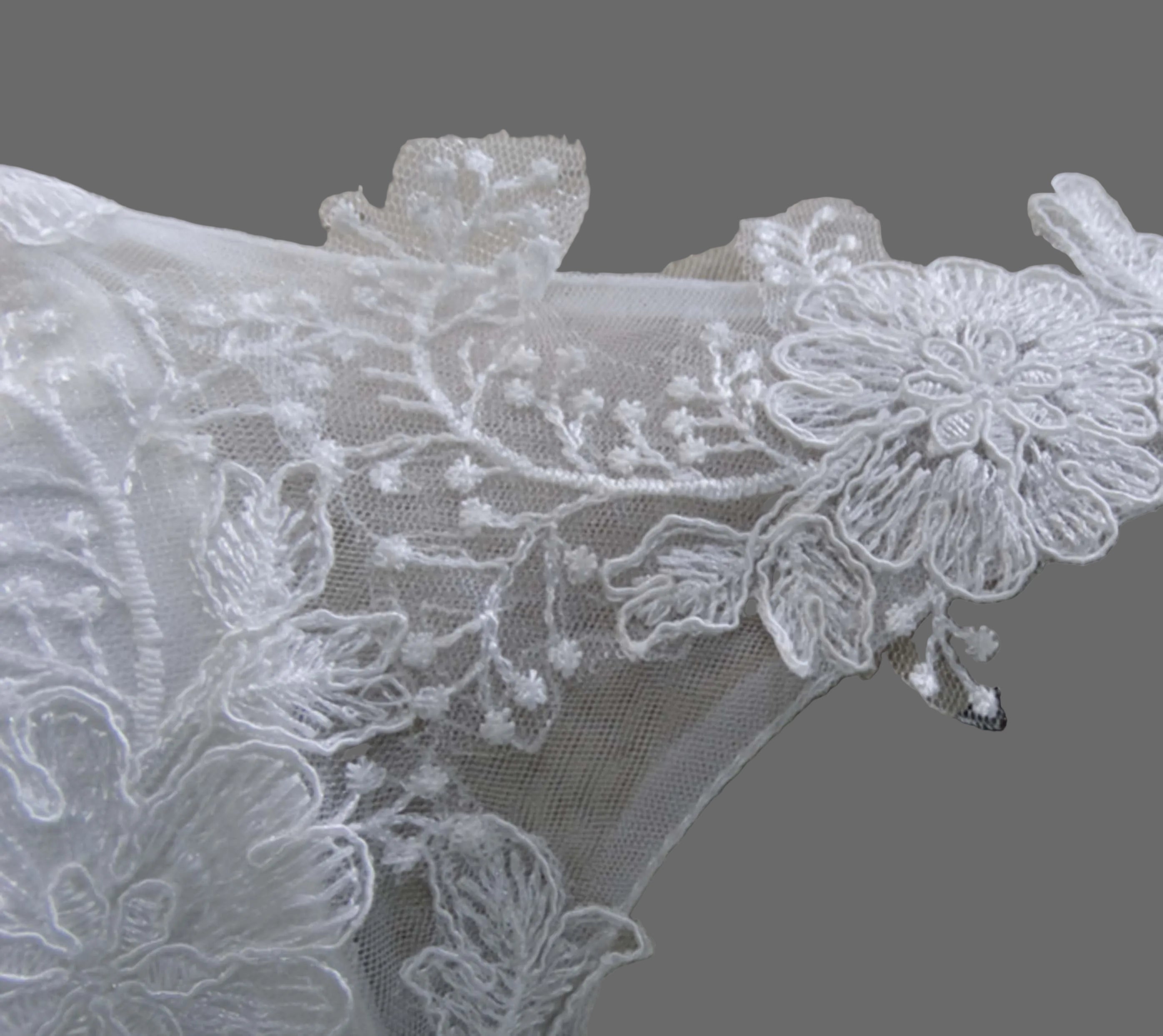 Cap Sleeve Lace A-Line Wedding Dress with Scalloped Neckline & Chapel Train