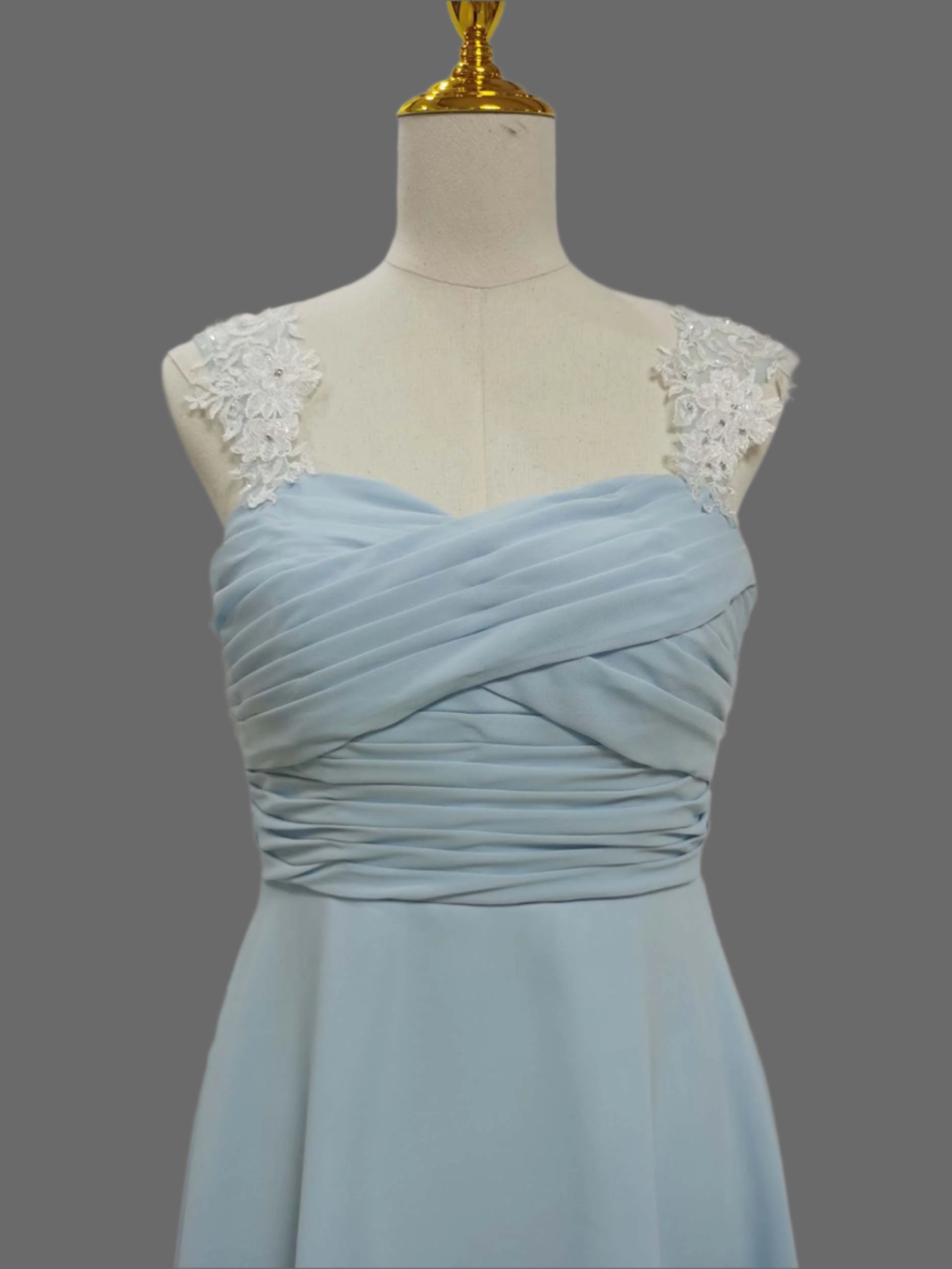 Chiffon Corset Dress with Lace Appliques Cap Sleeves