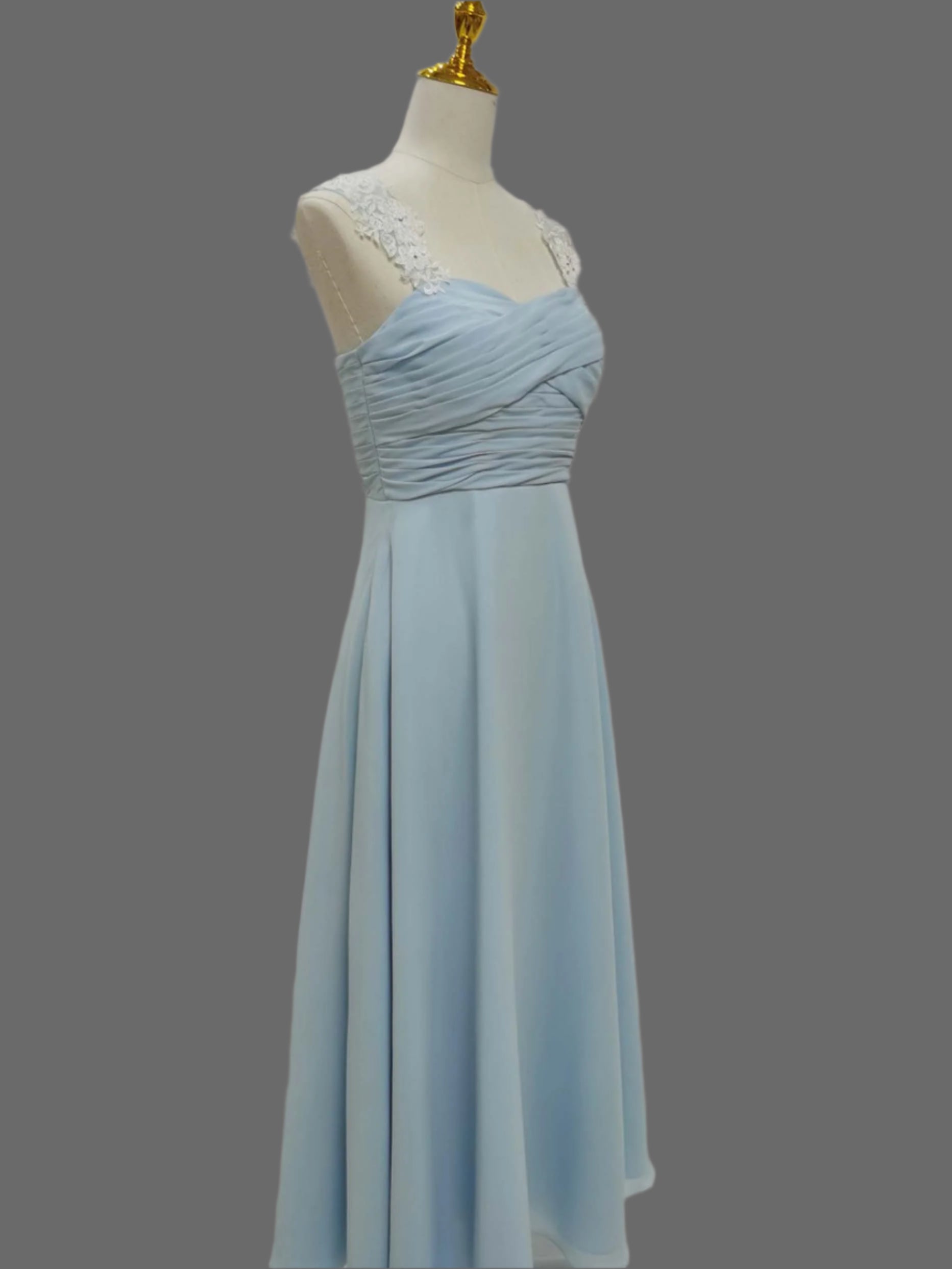 Chiffon Corset Dress with Lace Appliques Cap Sleeves