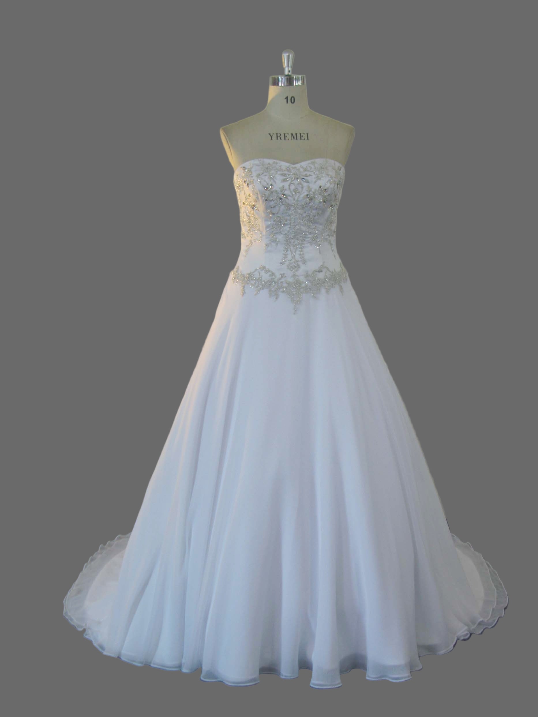 Crystal Beaded Wedding Dress - Strapless A-Line Bridal Gown with Sparkle Embellishments
