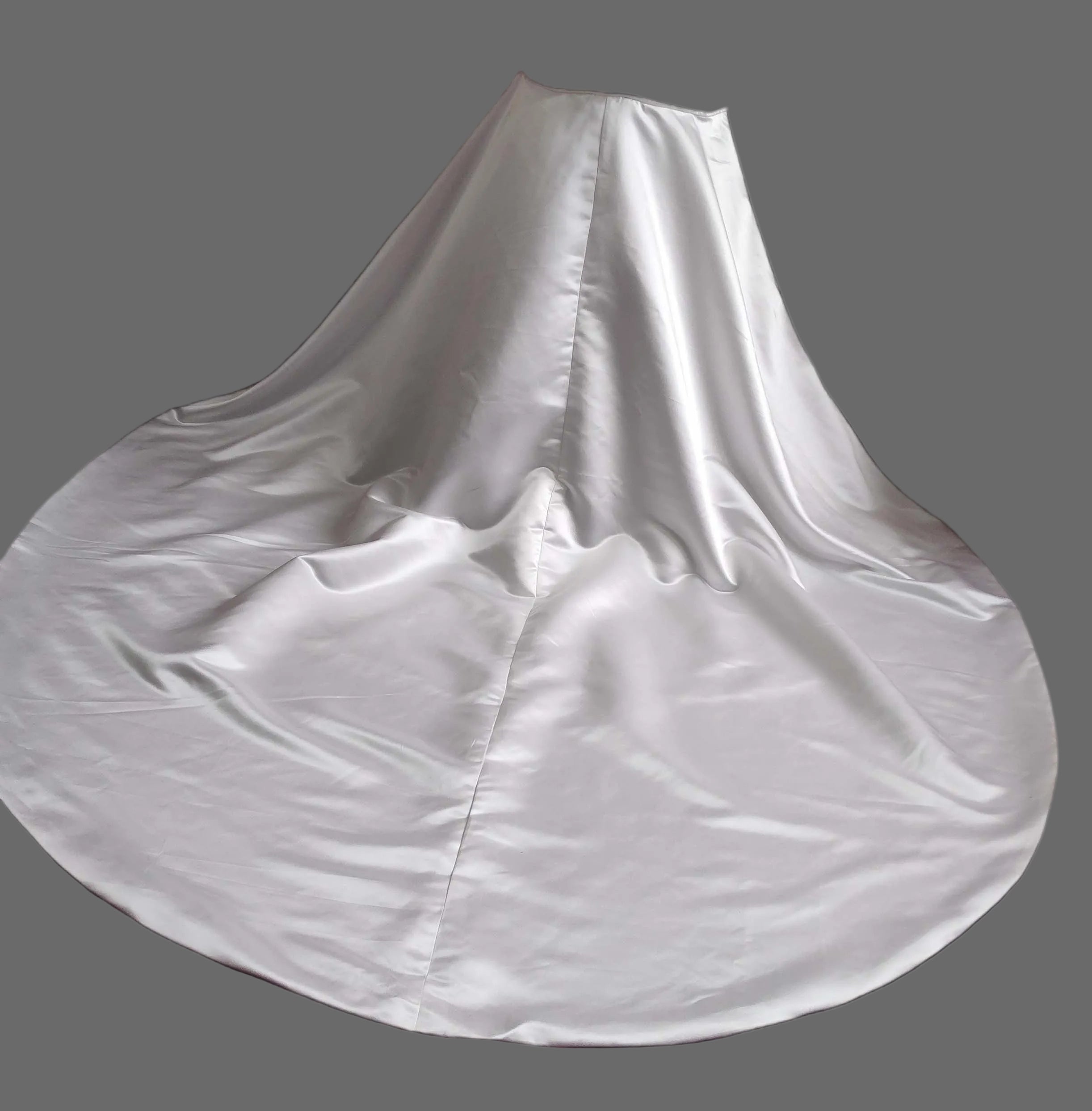 Detachable Satin Cathedral Train Bridal Overskirt | Glossy White Wedding Skirt
