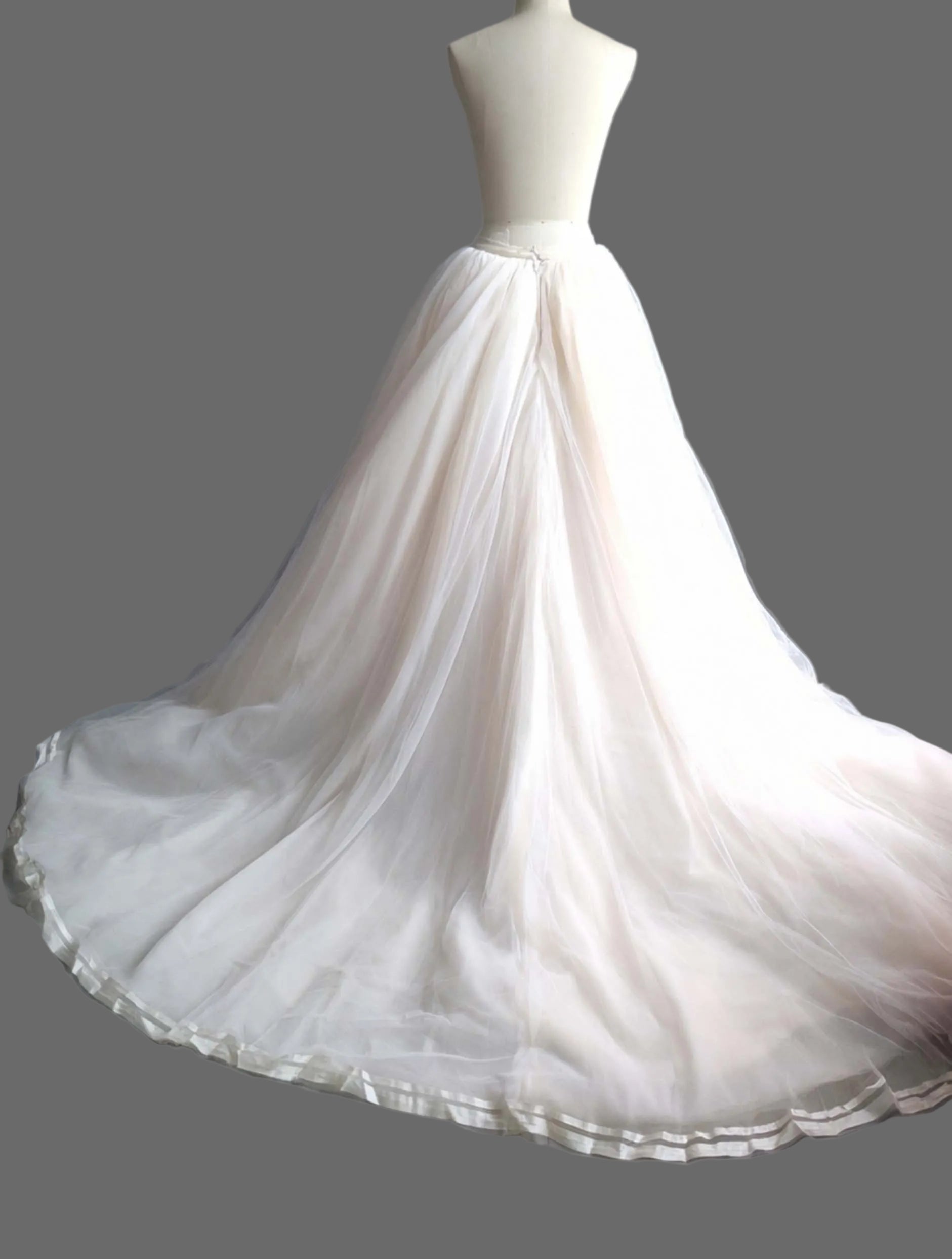 Detachable Wedding Skirt Overskirt with Cathedral Train | Layered Tulle Bridal Skirt
