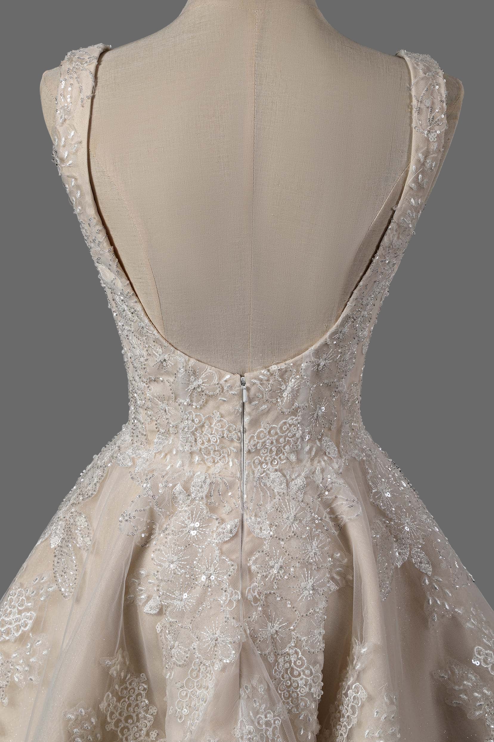 Elegant Lace Applique Mini Wedding Dress with Beaded Straps - Short Bridal Gown