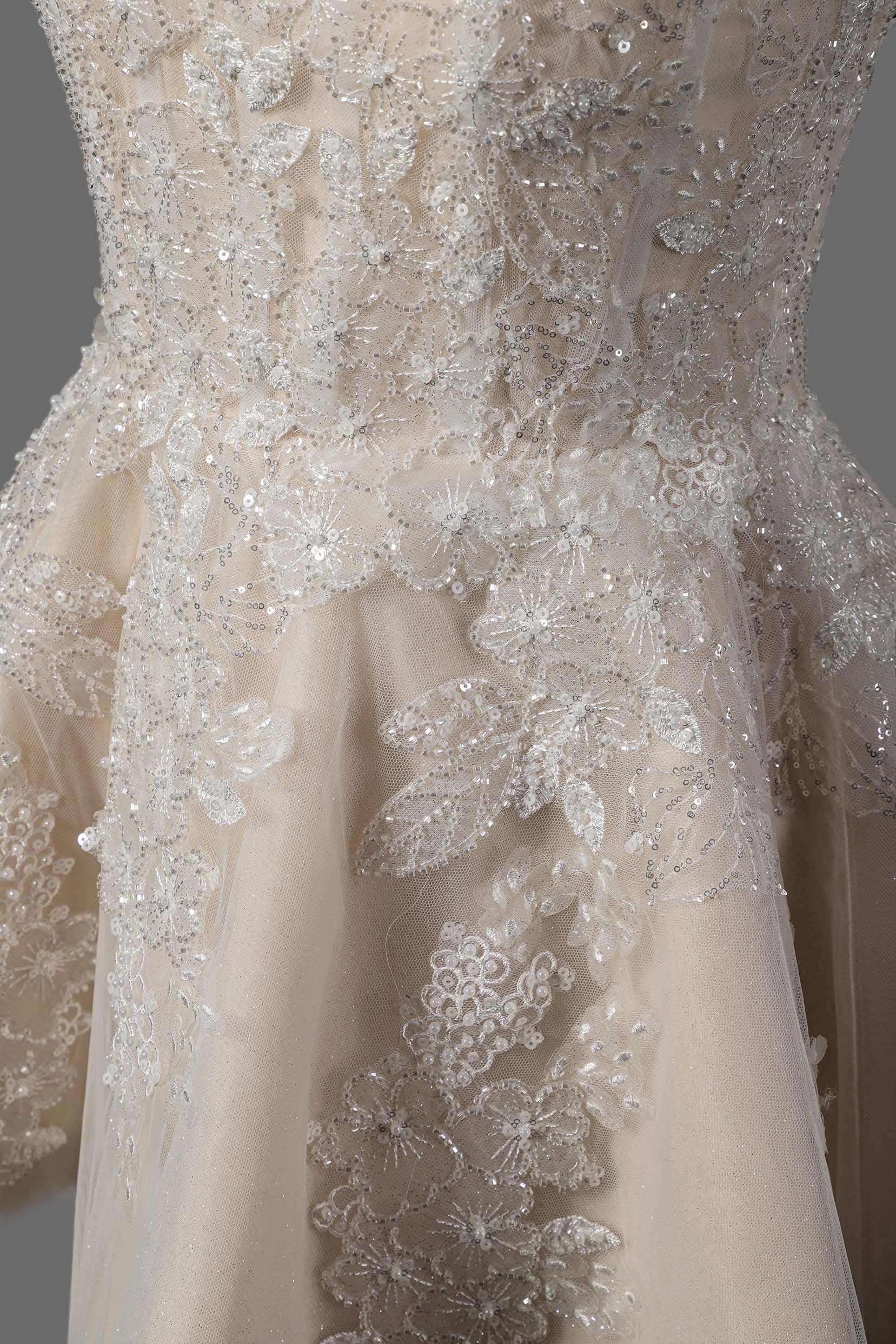 Elegant Lace Applique Mini Wedding Dress with Beaded Straps - Short Bridal Gown