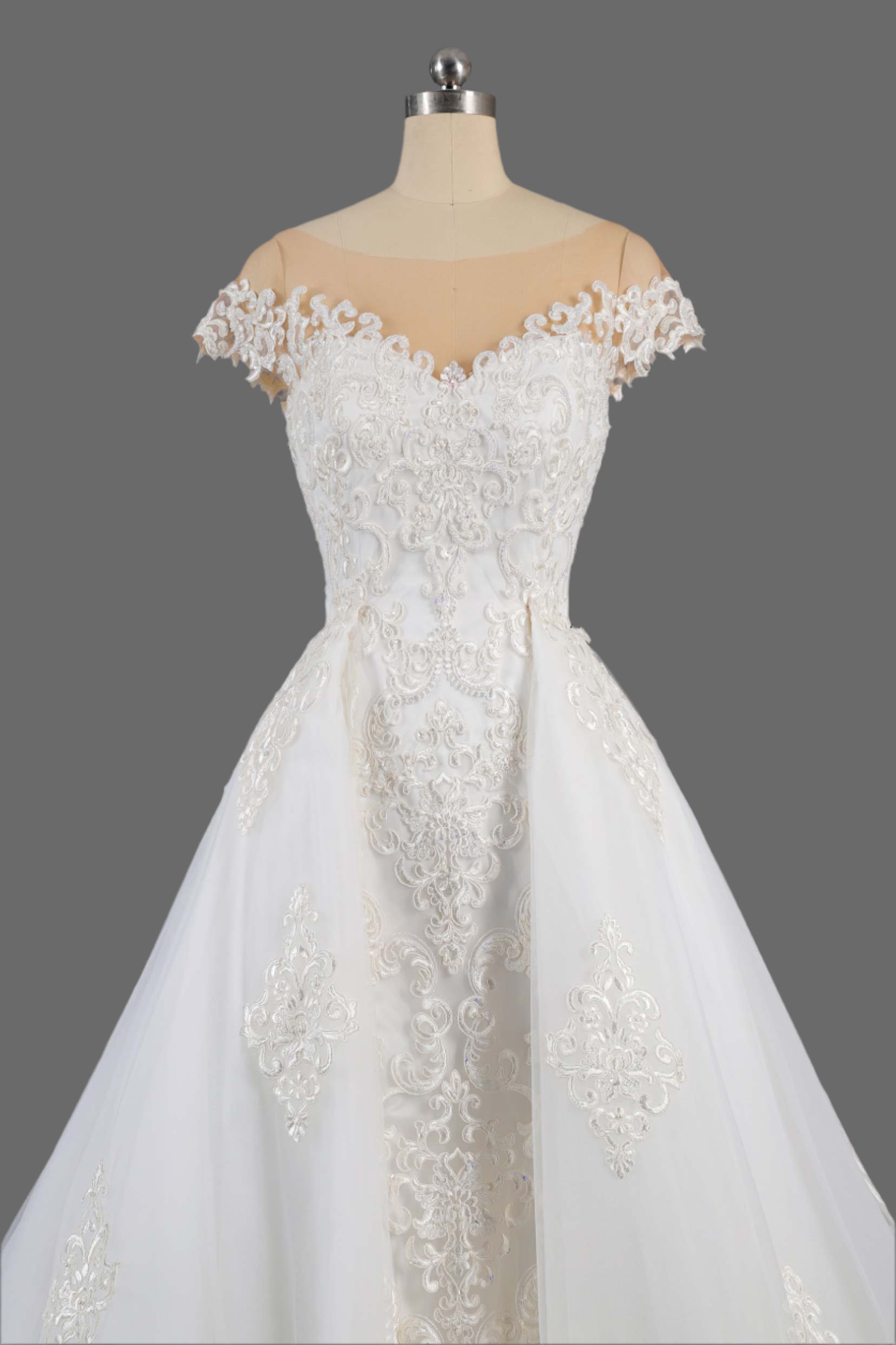 Elegant Lace Mermaid Wedding Dress with Illusion Sleeves
