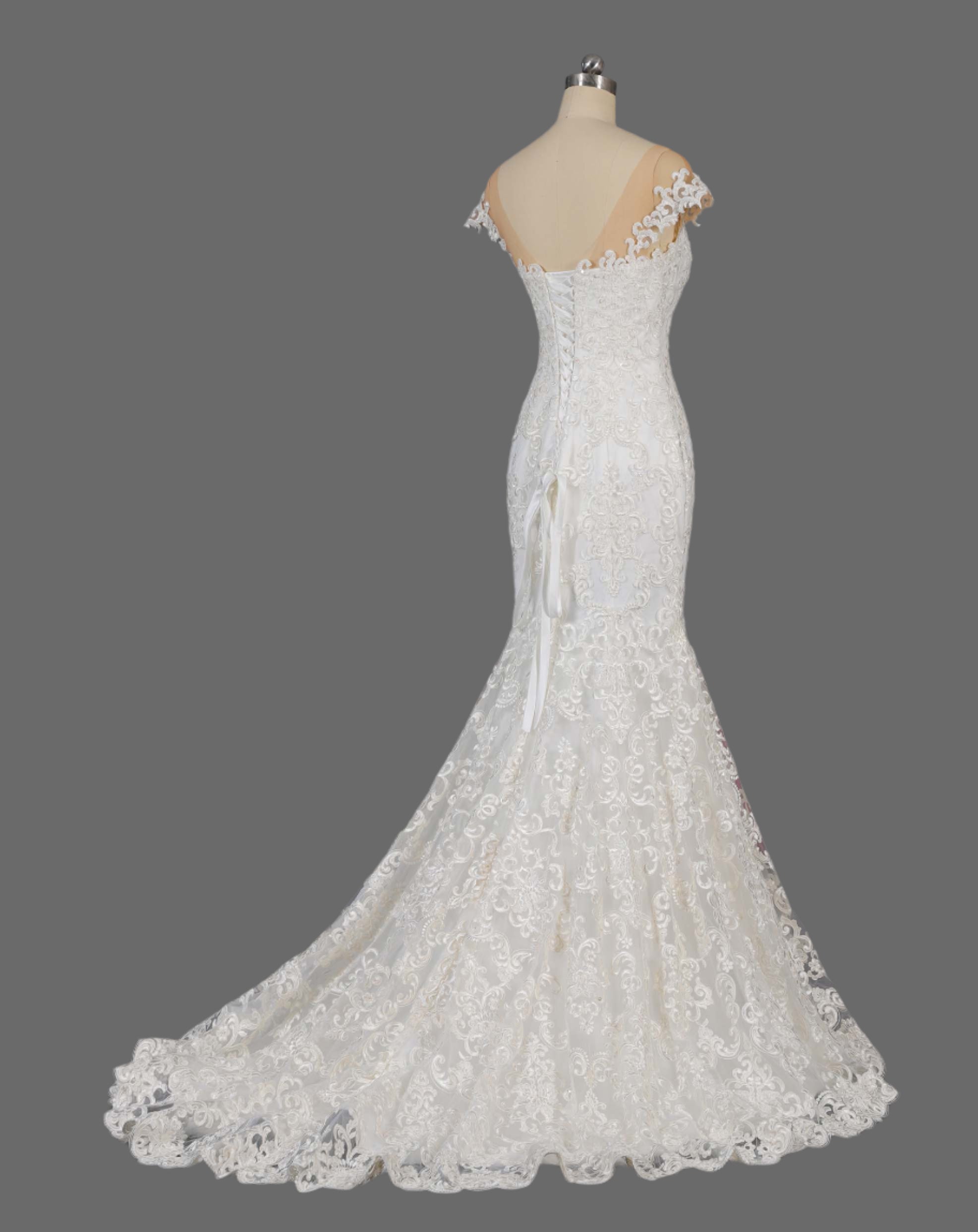 Elegant Lace Mermaid Wedding Dress with Illusion Sleeves