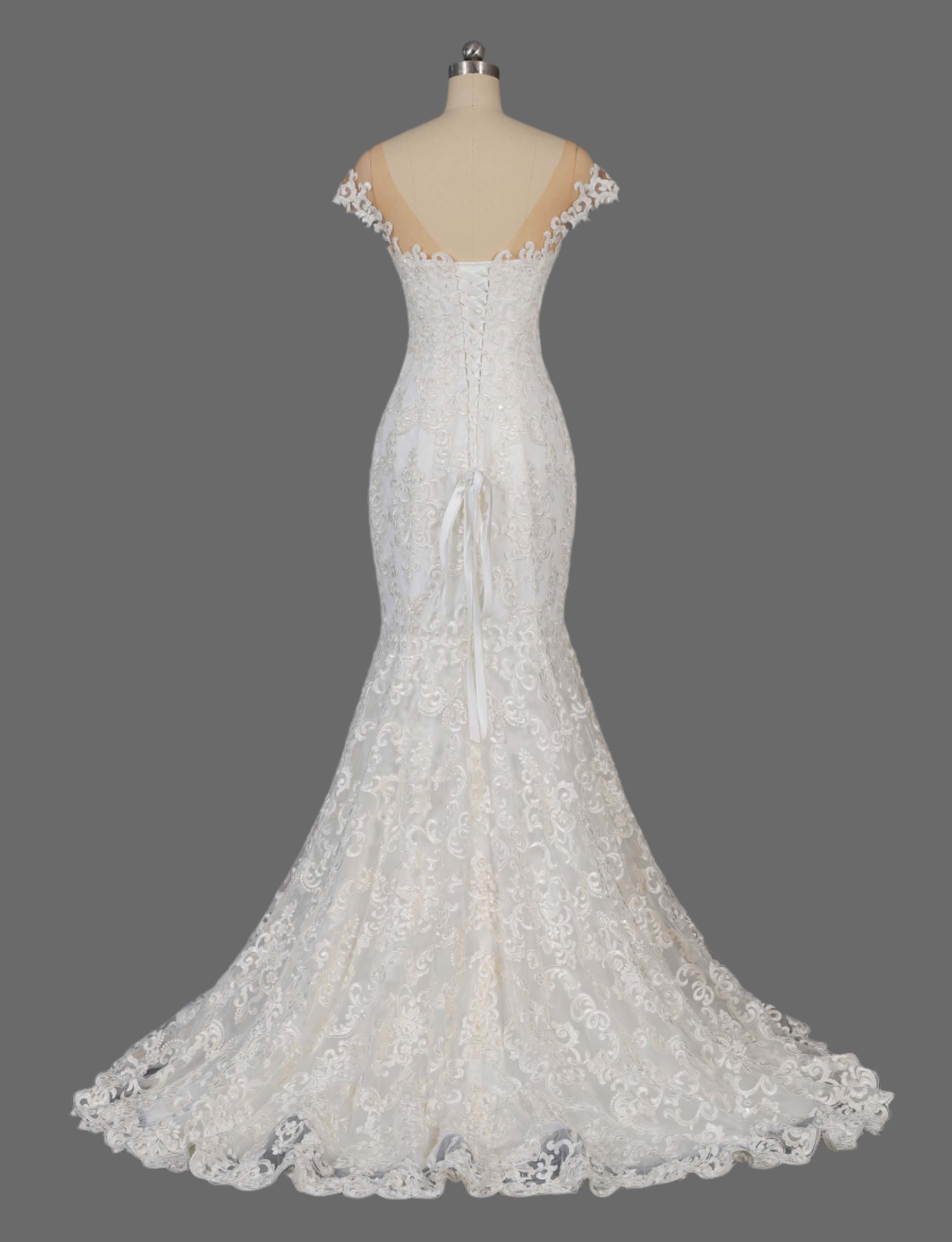 Elegant Lace Mermaid Wedding Dress with Illusion Sleeves