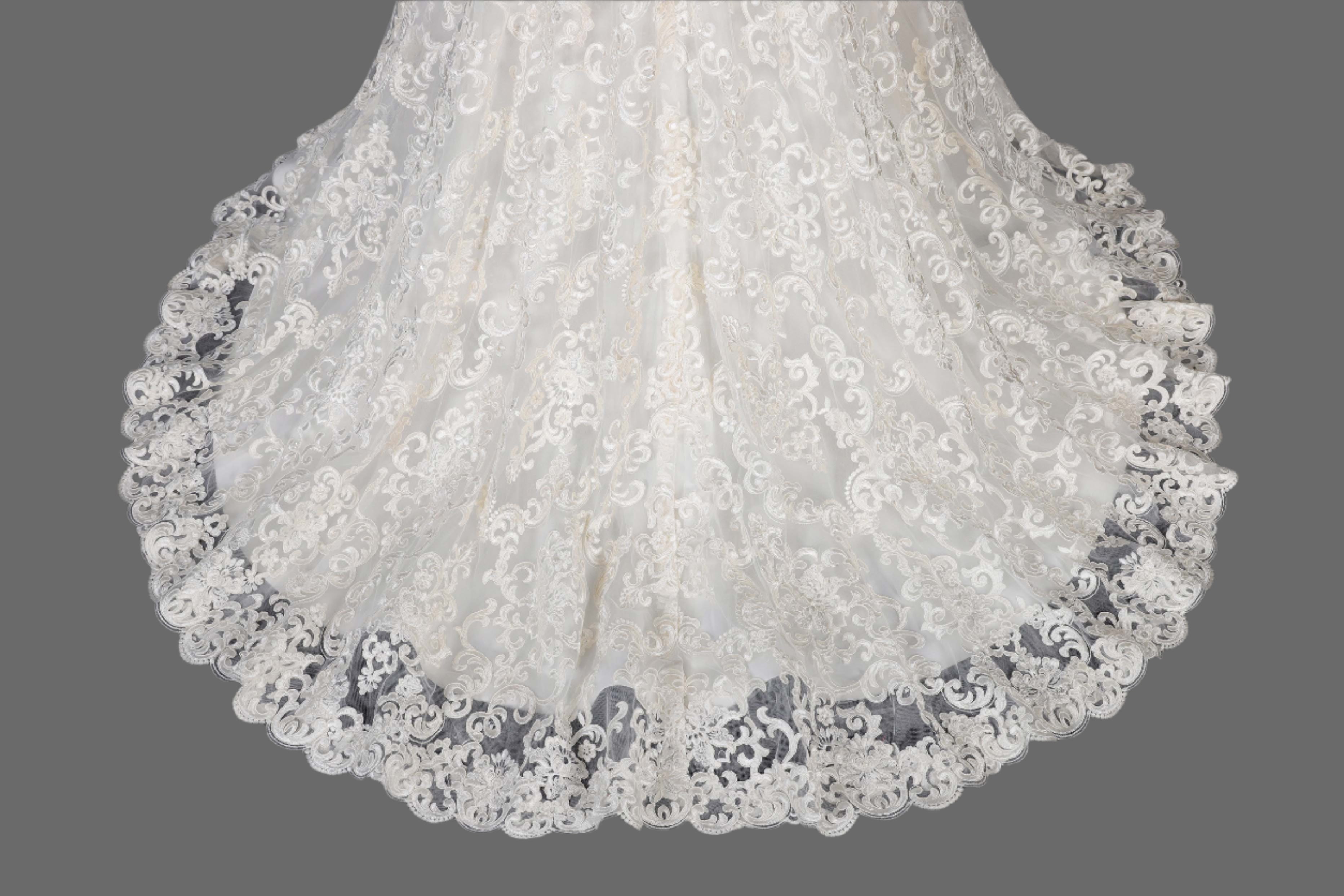 Elegant Lace Mermaid Wedding Dress with Illusion Sleeves