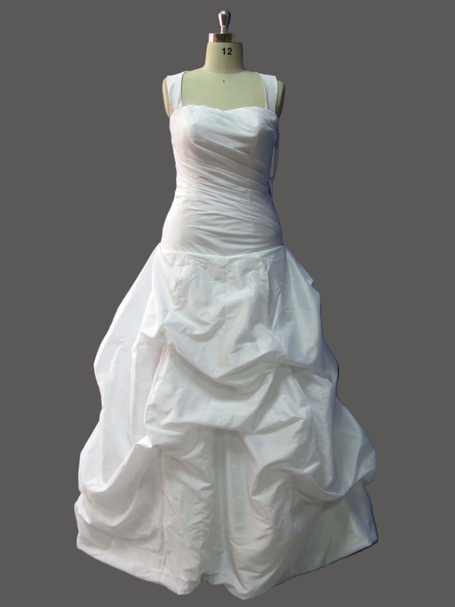 Elegant Ruched Mermaid Wedding Dress with Pickup Skirt - Strapless Bridal Gown