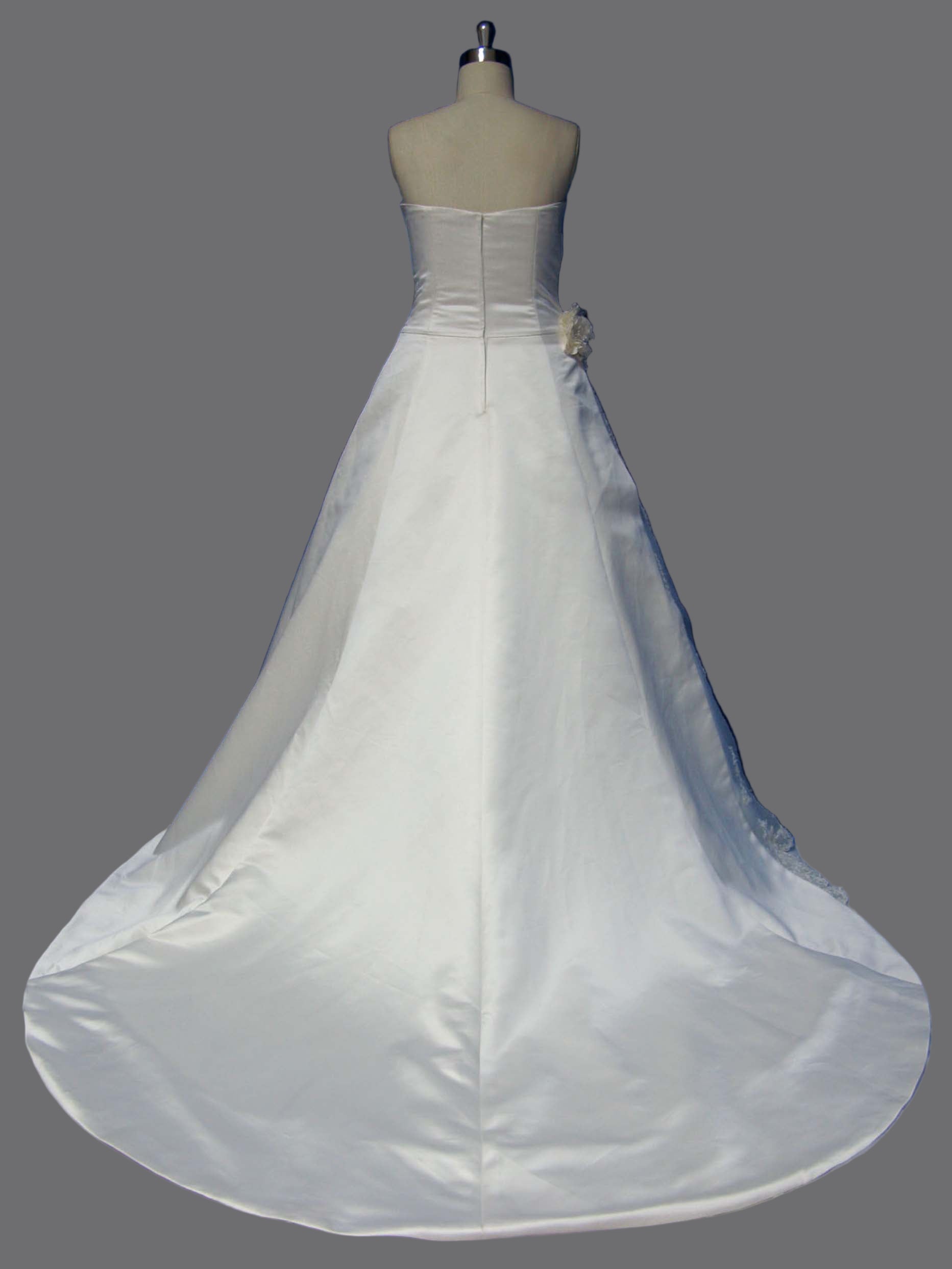 Elegant Scoop Neckline Satin with Lace A-ling Wedding Dress