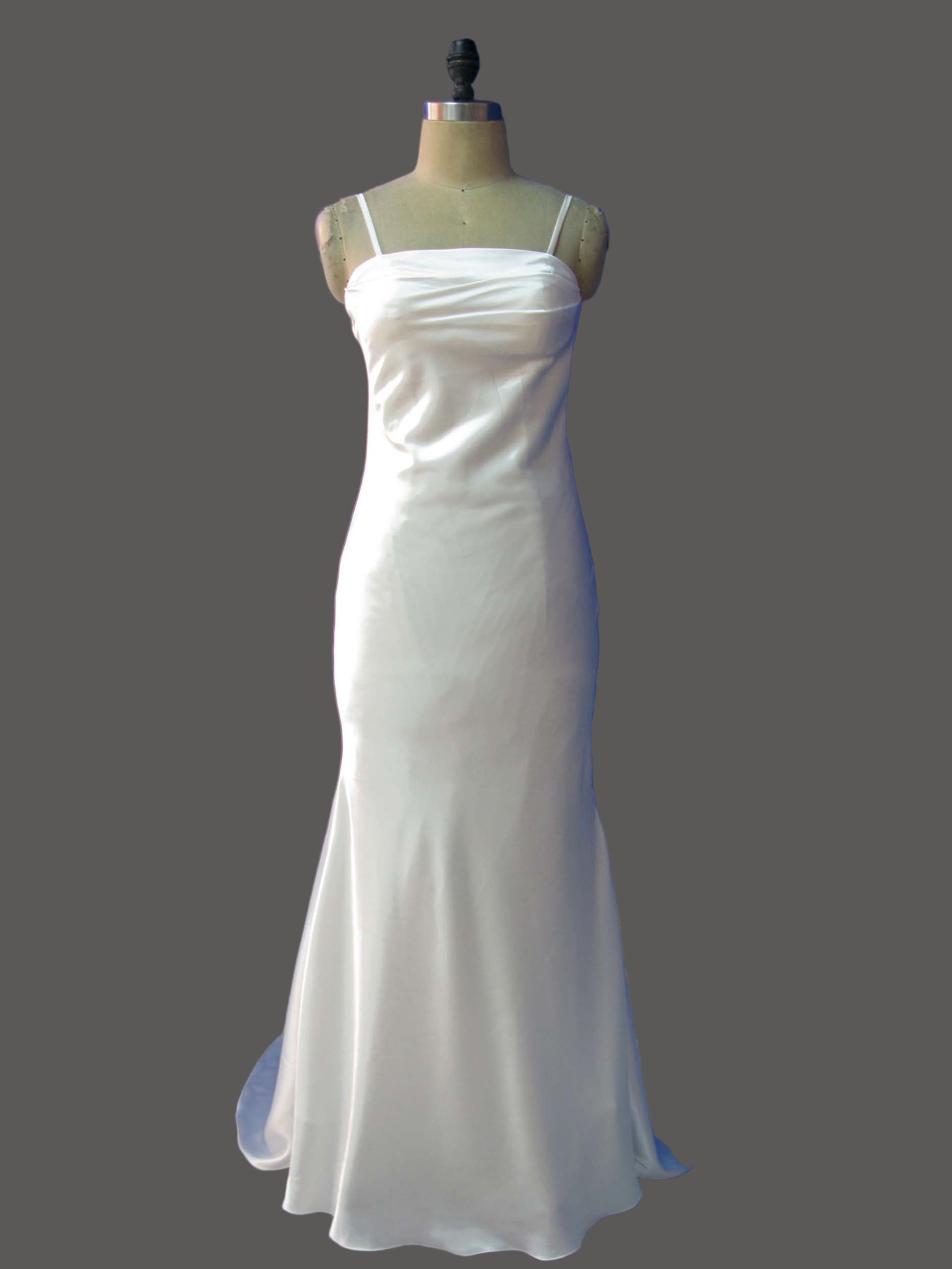 Elegant Spaghetti Strap Satin Mermaid Wedding Dress - Simple Sleeveless Bridal Gown