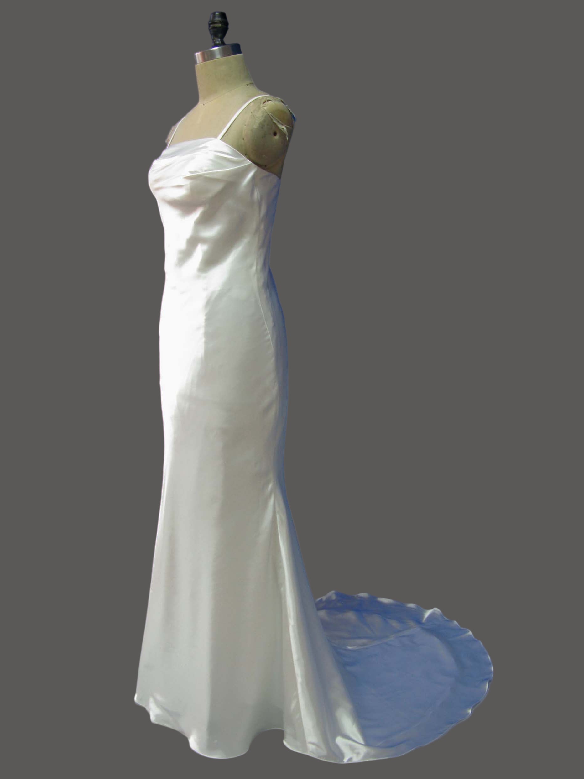 Elegant Spaghetti Strap Satin Mermaid Wedding Dress - Simple Sleeveless Bridal Gown