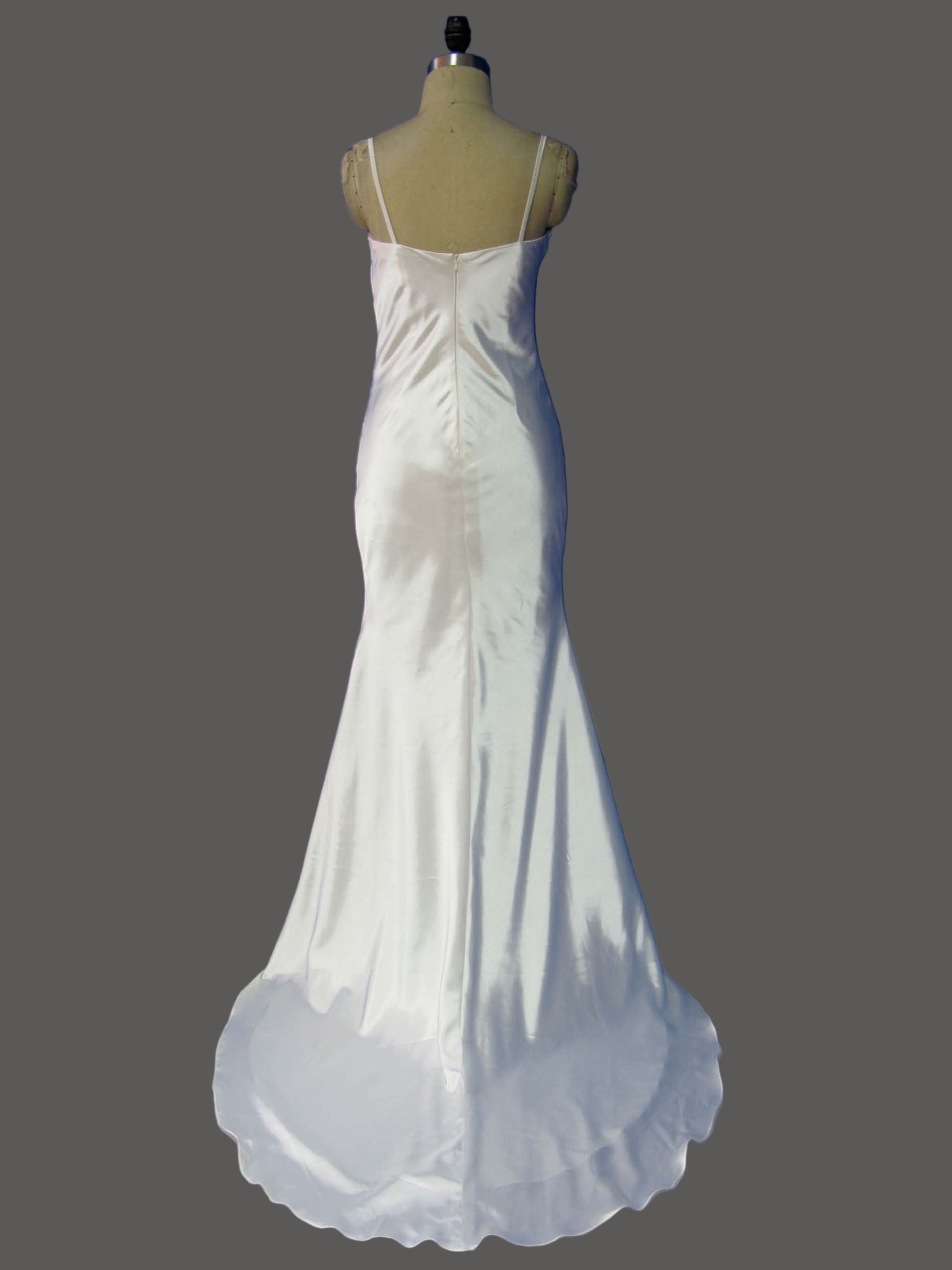 Elegant Spaghetti Strap Satin Mermaid Wedding Dress - Simple Sleeveless Bridal Gown