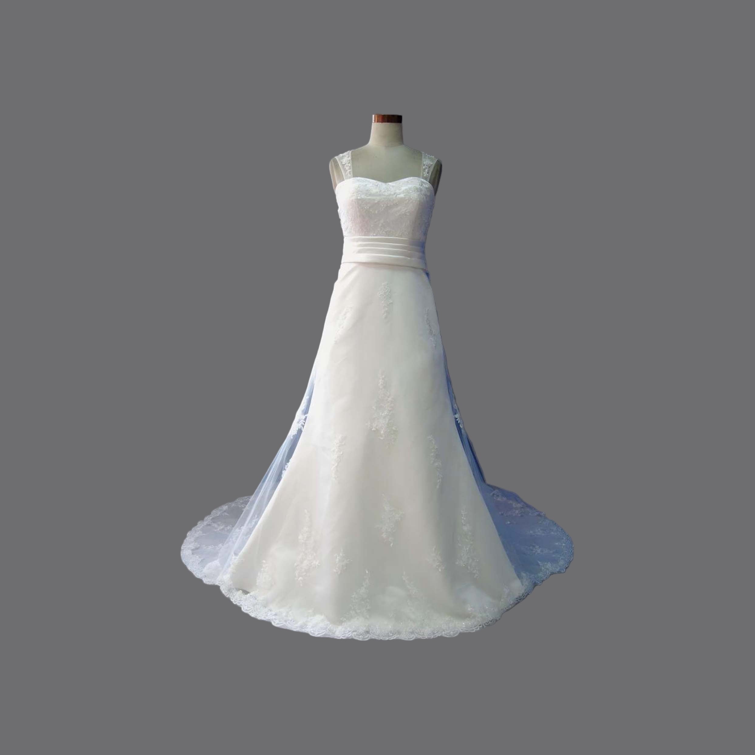 Elegant Sweetheart Neckline Satin with Lace Overlay Wedding Dresses