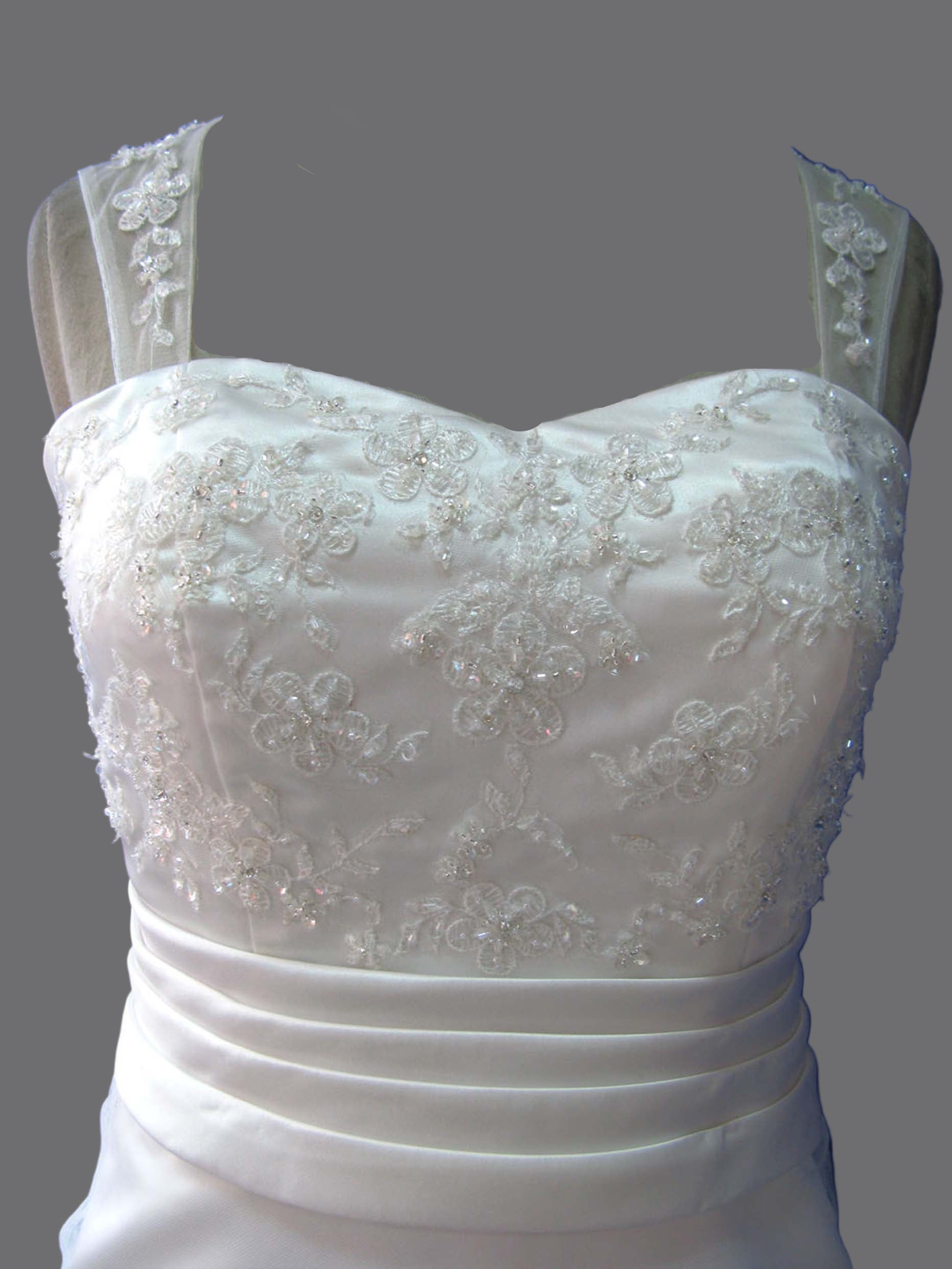 Elegant Sweetheart Neckline Satin with Lace Overlay Wedding Dresses