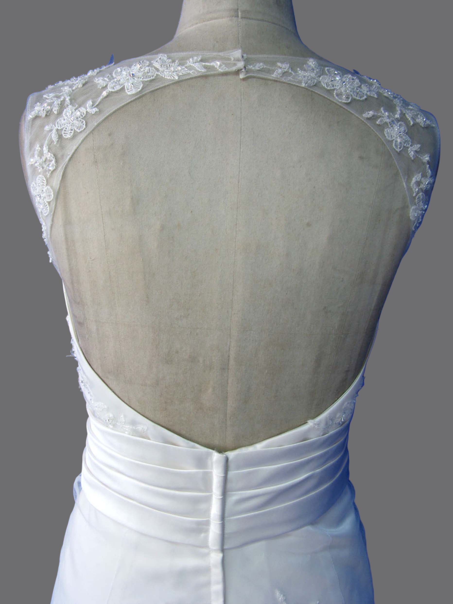 Elegant Sweetheart Neckline Satin with Lace Overlay Wedding Dresses