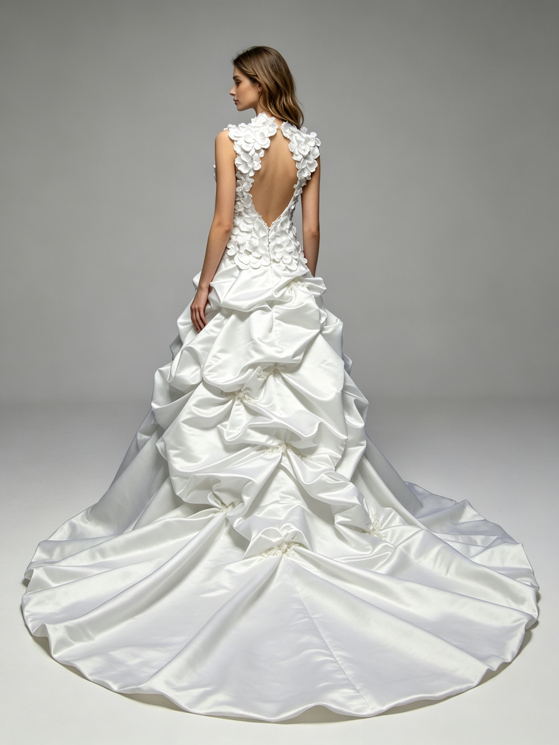 Elegant Sweetheart Neckline with Beautiful Flowers on the Bodice High Quality Satin Wedding Dress