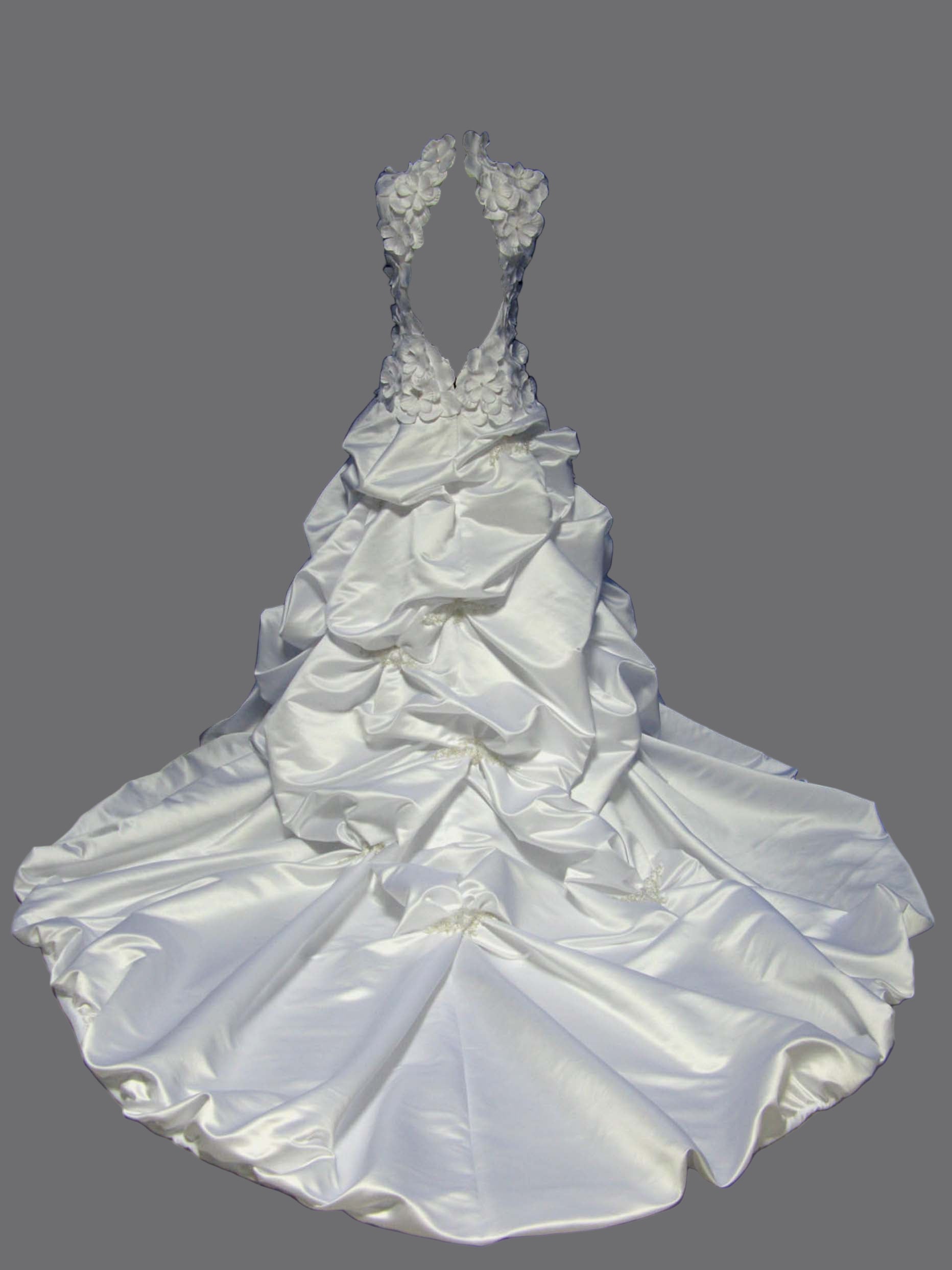 Elegant Sweetheart Neckline with Beautiful Flowers on the Bodice High Quality Satin Wedding Dress