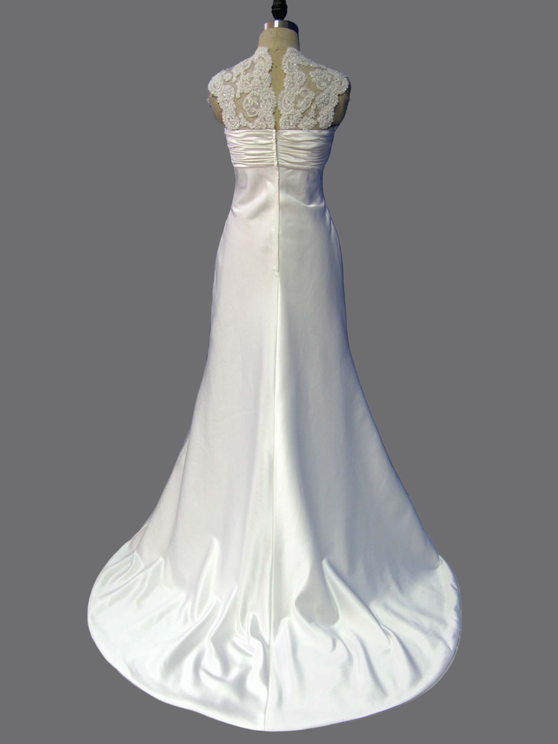 Elegant Sweetheart Neckline with Lace Straps Satin Sheath Wedding Dress