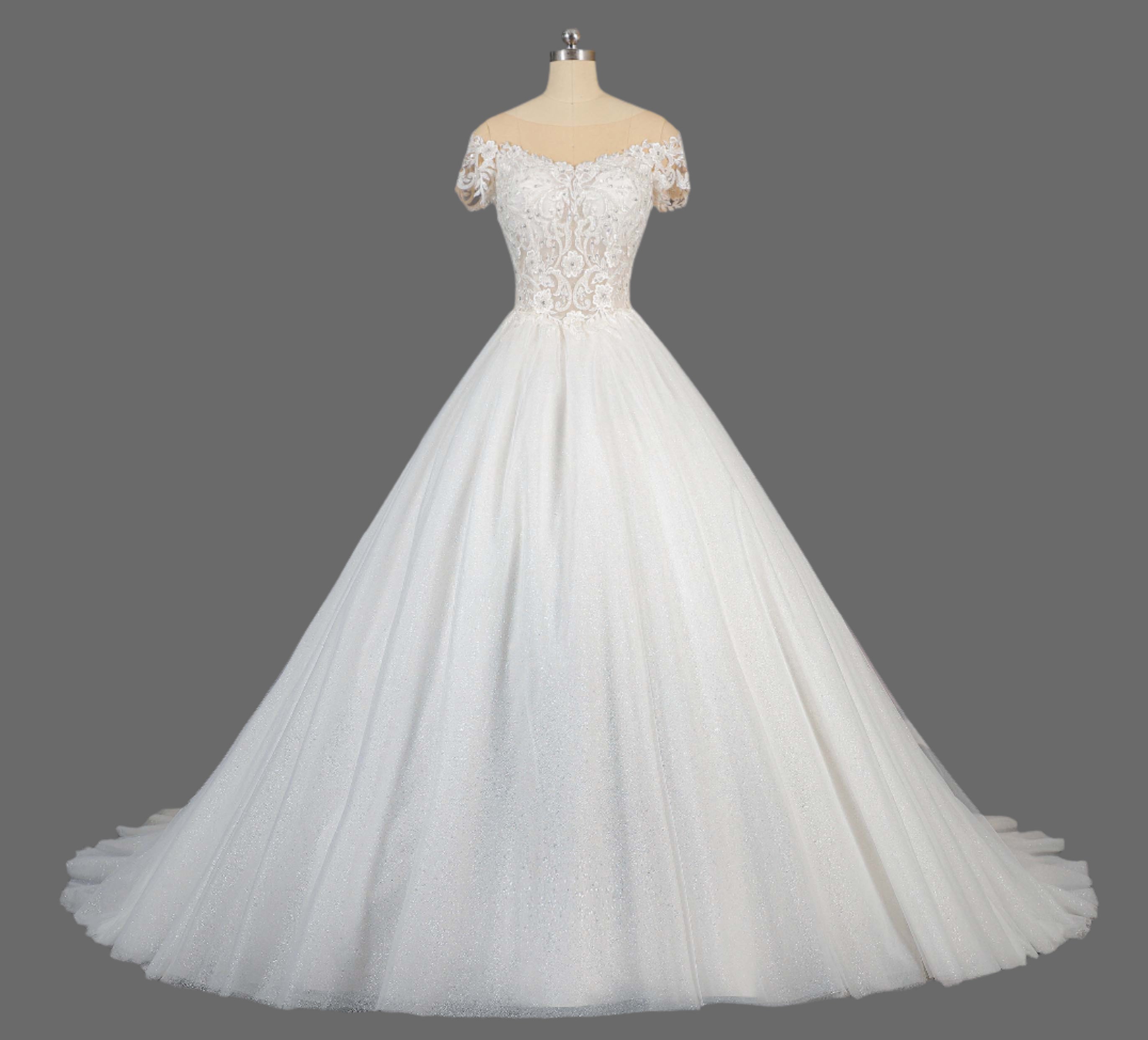 Enchanting Lace Ballgown Wedding Dress with Cathedral Train