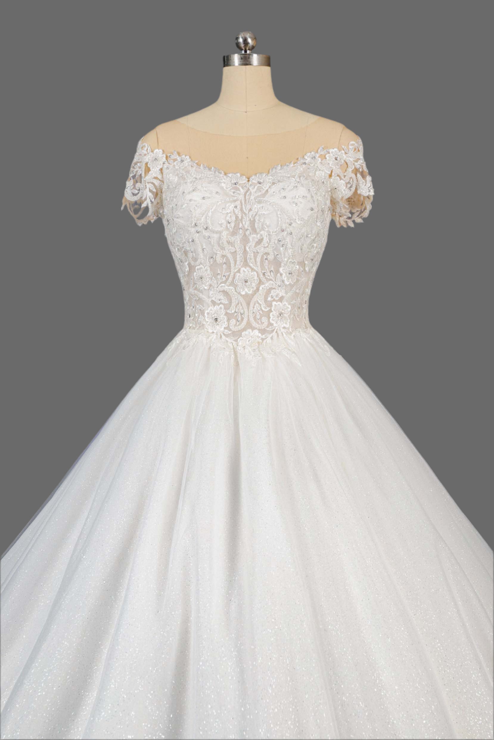 Enchanting Lace Ballgown Wedding Dress with Cathedral Train